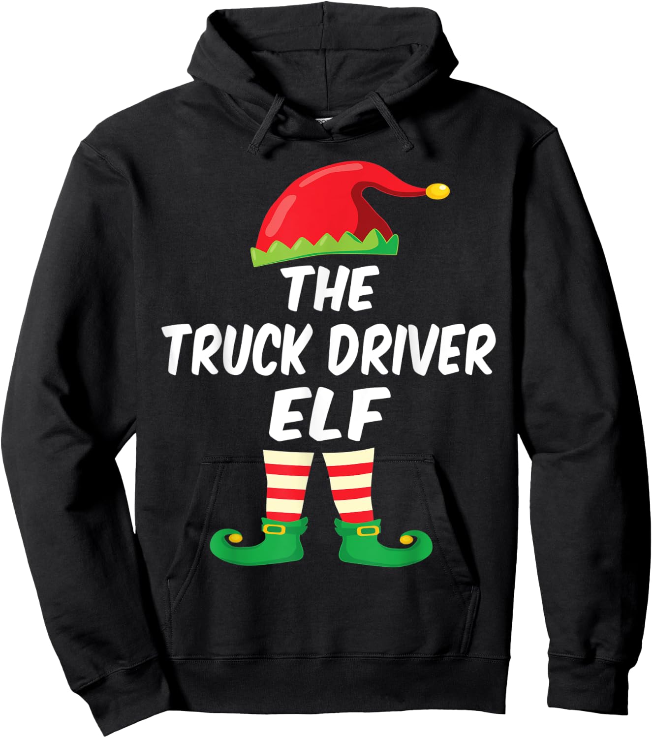 The Truck Driver Elf Family Matching Funny Christmas Costume Hoodie - Hoodie | Black