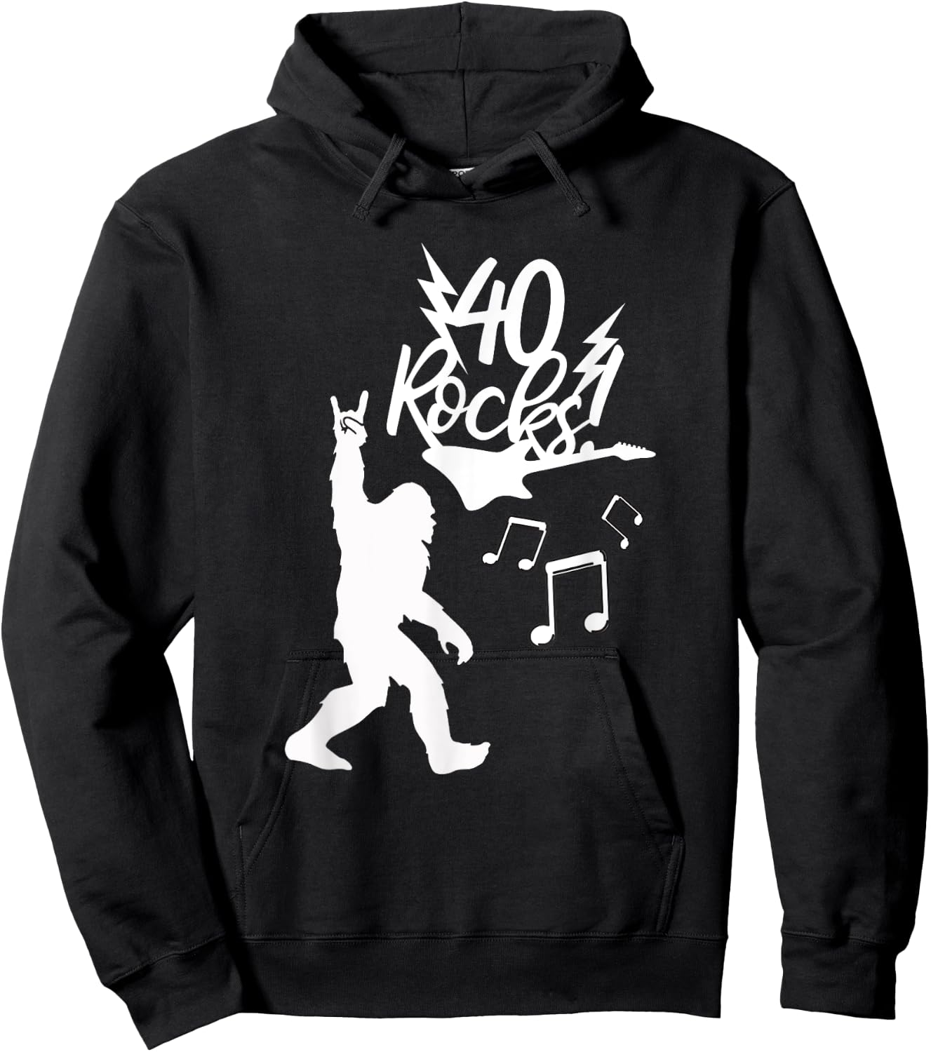 Rockin' Bigfoot 40th Birthday 40 Rock Hand Rock Music Fans Hoodie - Hoodie | Black