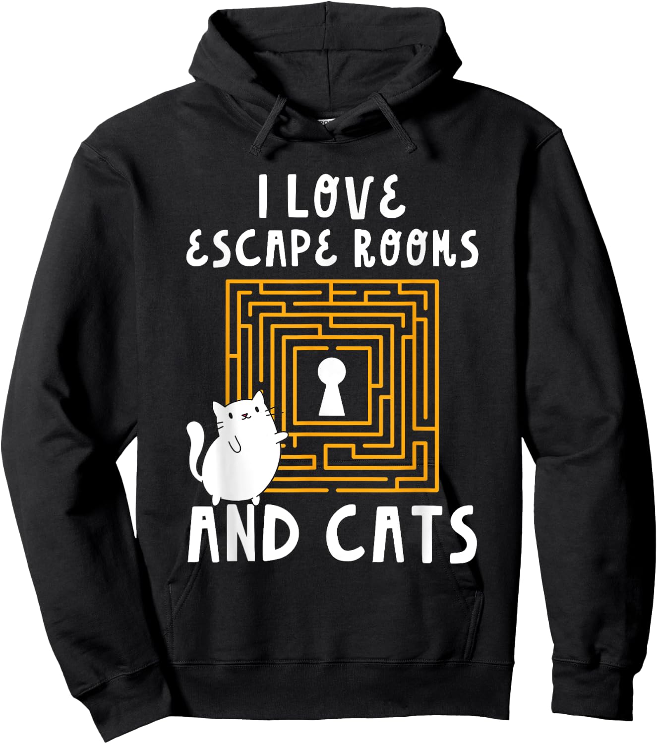 Cute I Love Escape Rooms And Cats Puzzle Game Mystery Hoodie - Hoodie | Black