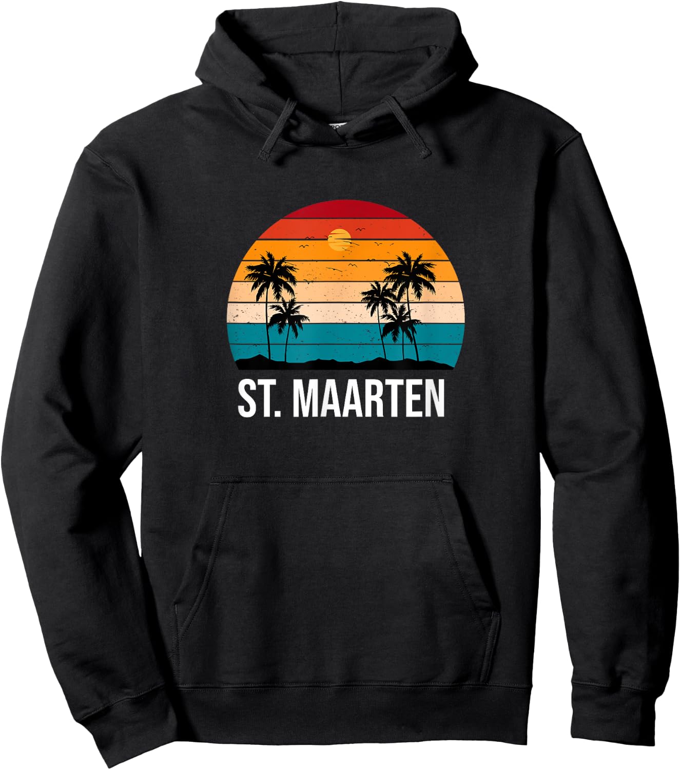 St. Maarten Vacation Souvenir Sun Palm Tree Beach Ocean Hoodie - Hoodie | Black