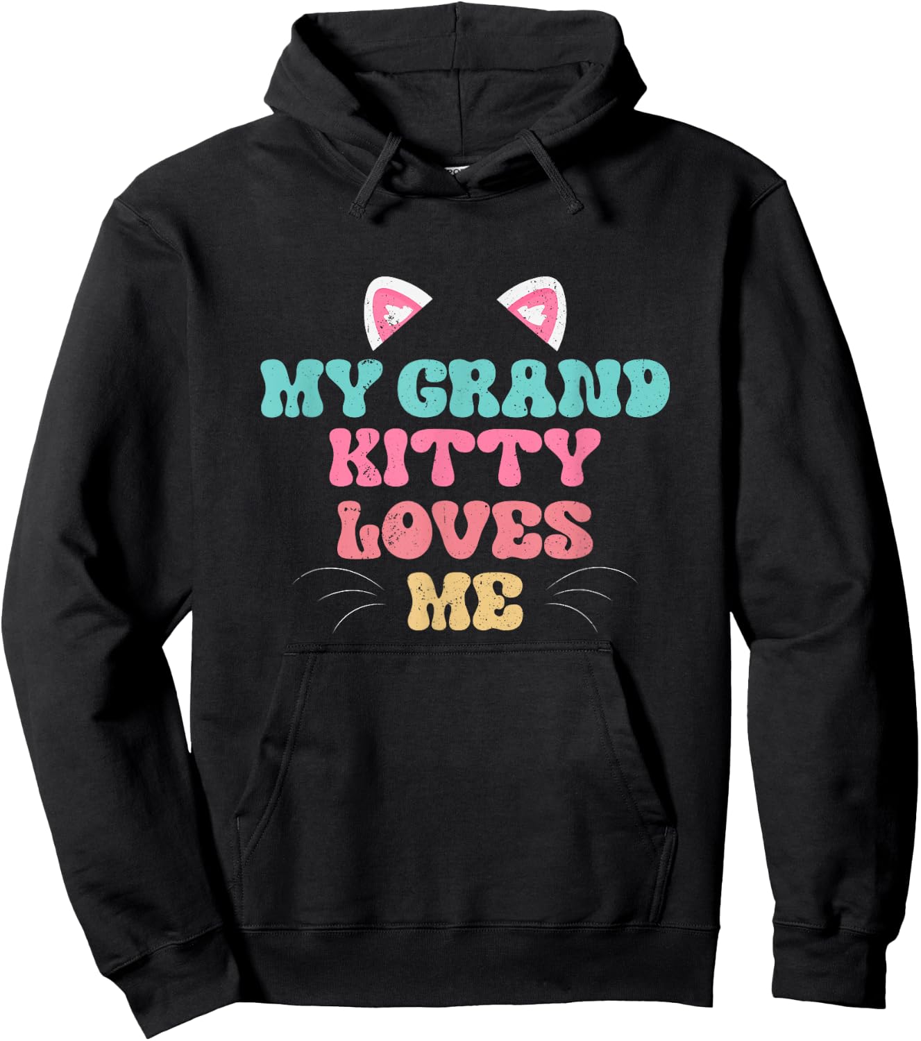 My Grandkitty Loves Me Cat Grandma Kitty Grand Kitty Groovy Men Women Hoodie - Hoodie | Black