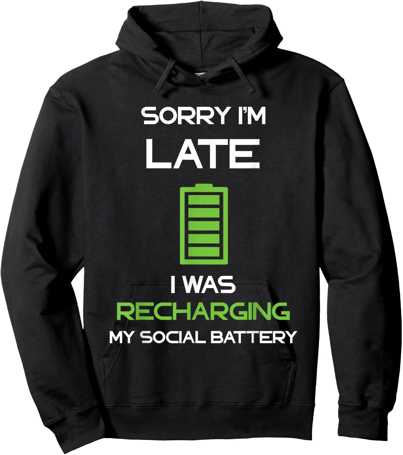 Social Battery Recharging Introverted Anti Social Sarcastic Hoodie - Hoodie | Black