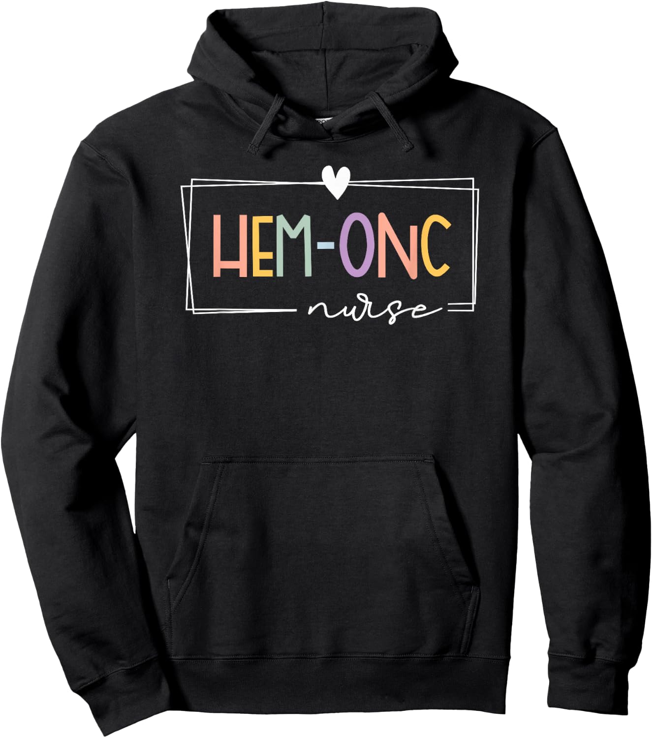 Retro Hem-Onc Hematology Oncology Pediatric Rainbow Nurse Hoodie - Hoodie | Black