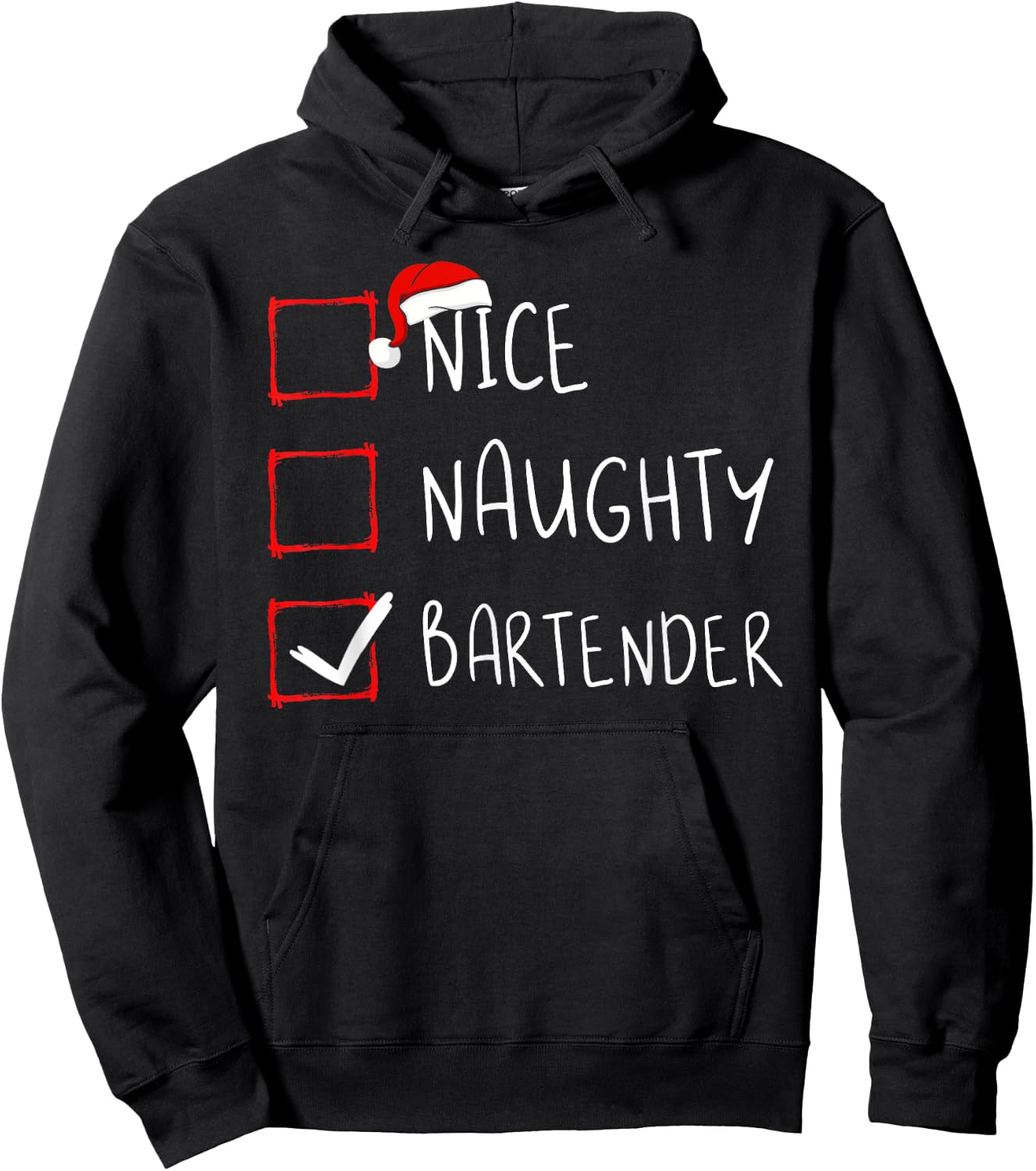 Nice Naughty Bartender Christmas List Santa Claus Mixologist Hoodie - Hoodie | Black