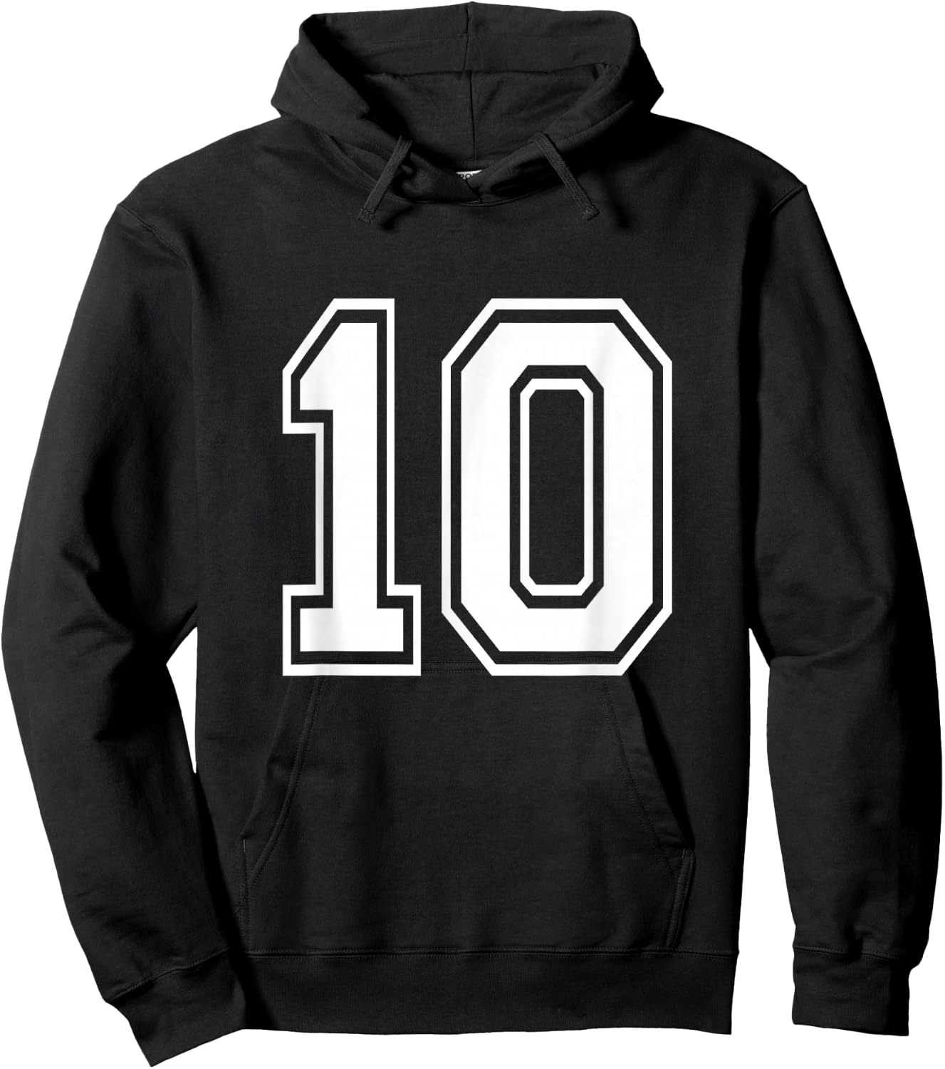 Number 10 Front + Back Varsity Sports Team 10th Birthday Hoodie - Hoodie | Black