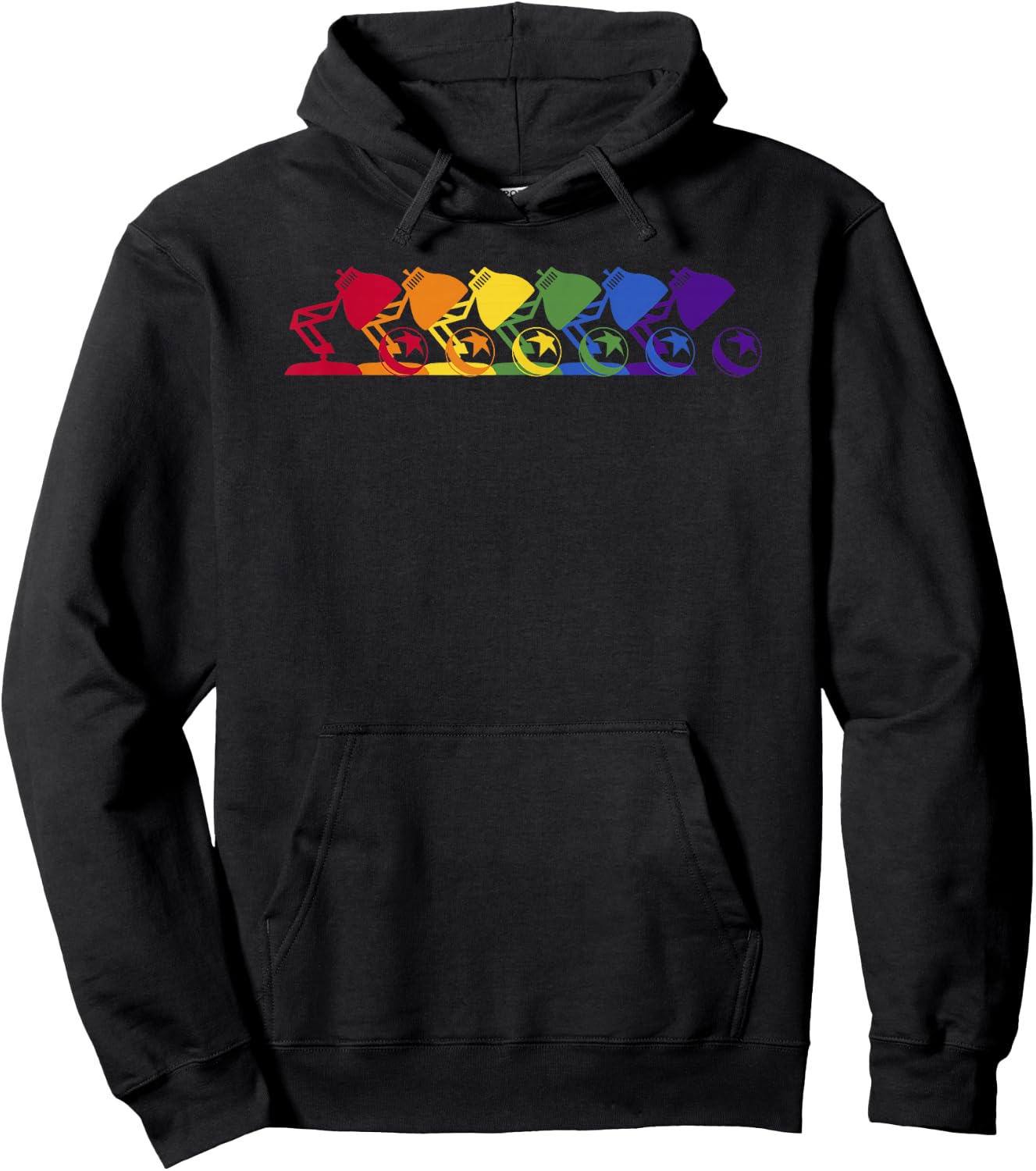 Disney Pixar Repeating Rainbow Pixar Logo Hoodie - Hoodie | Black