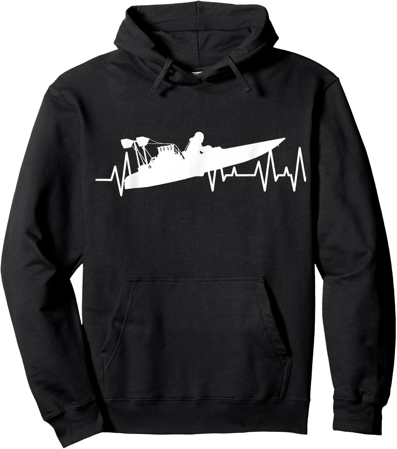 Drag Boat Racing Heartbeat ECG Drag Boat Racer Hoodie - Hoodie | Black