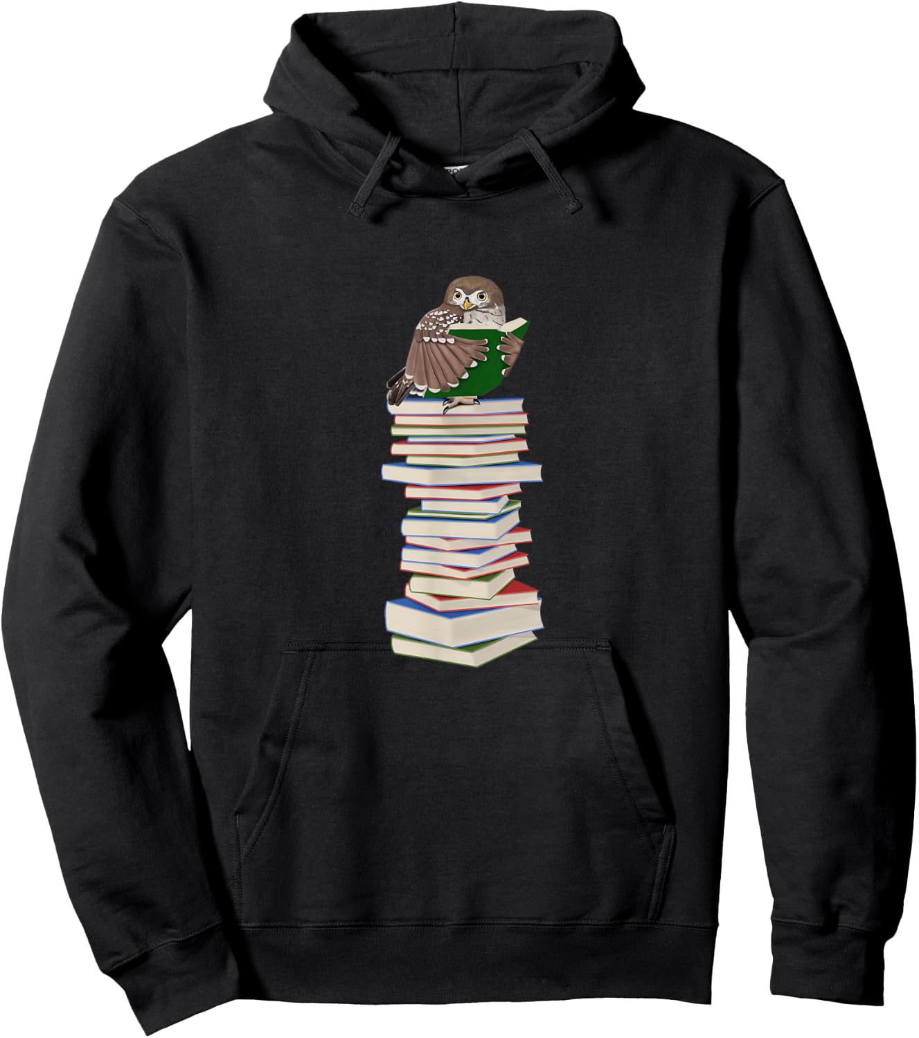 Owl with Books Bird Birdlover Birdwatcher Animal Biologist Hoodie - Hoodie | Black