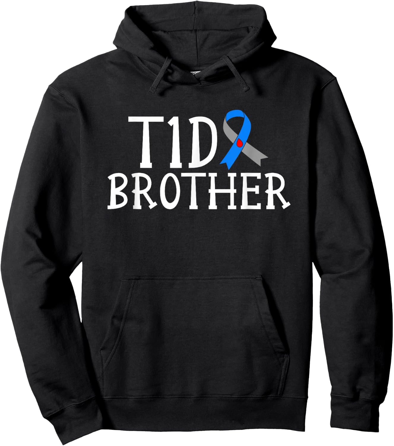 T1D Diabetes Warrior Brother Type 1 Diabetes Awareness Hoodie - Hoodie | Black