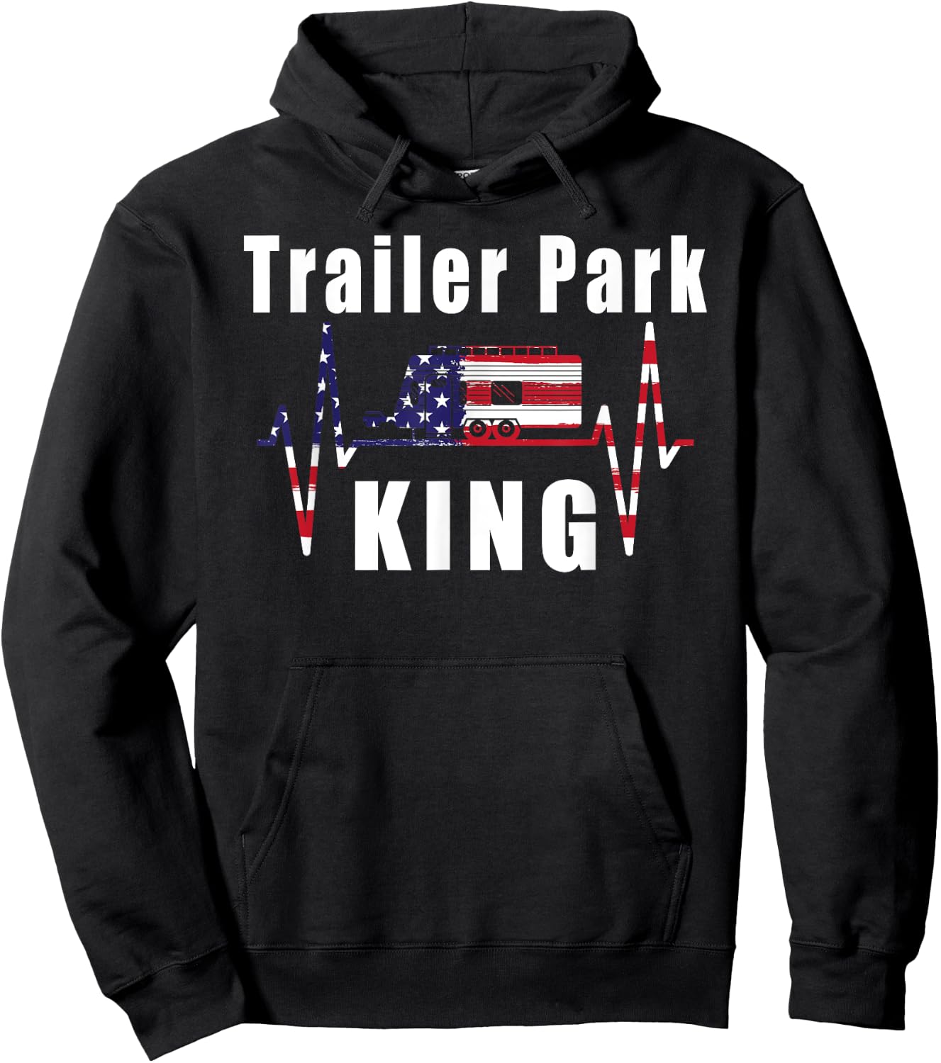 Trailer Park King Heartbeat USA Flag 4th July Men Hoodie - Hoodie | Black