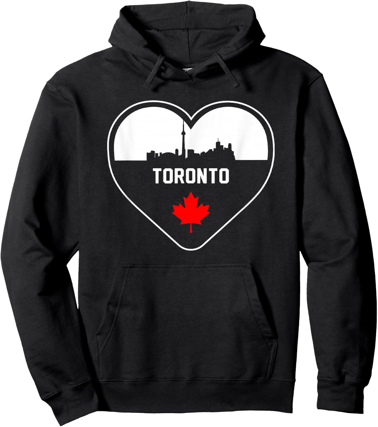 Love Toronto City Skyline and Maple Leaf Outline In Heart Hoodie - Hoodie | Black