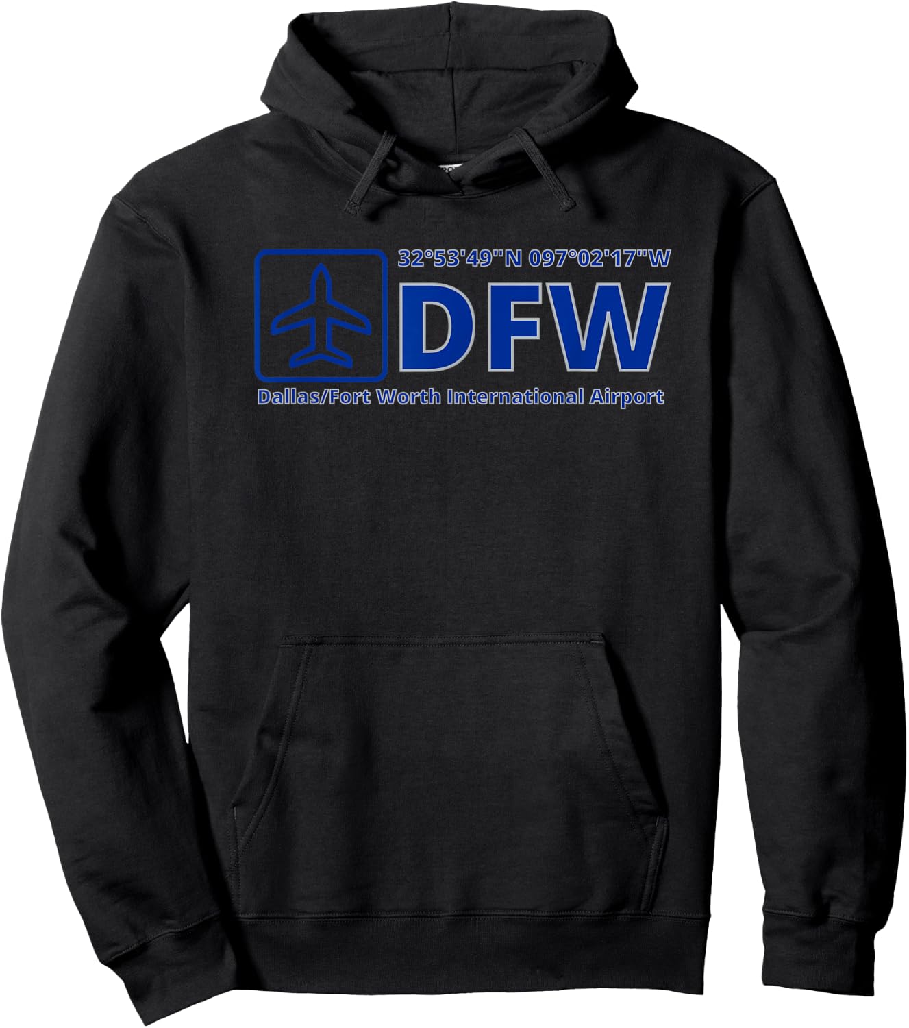 Dallas Fort Worth International Airport DFW Texas GPS Code Hoodie - Hoodie | Black