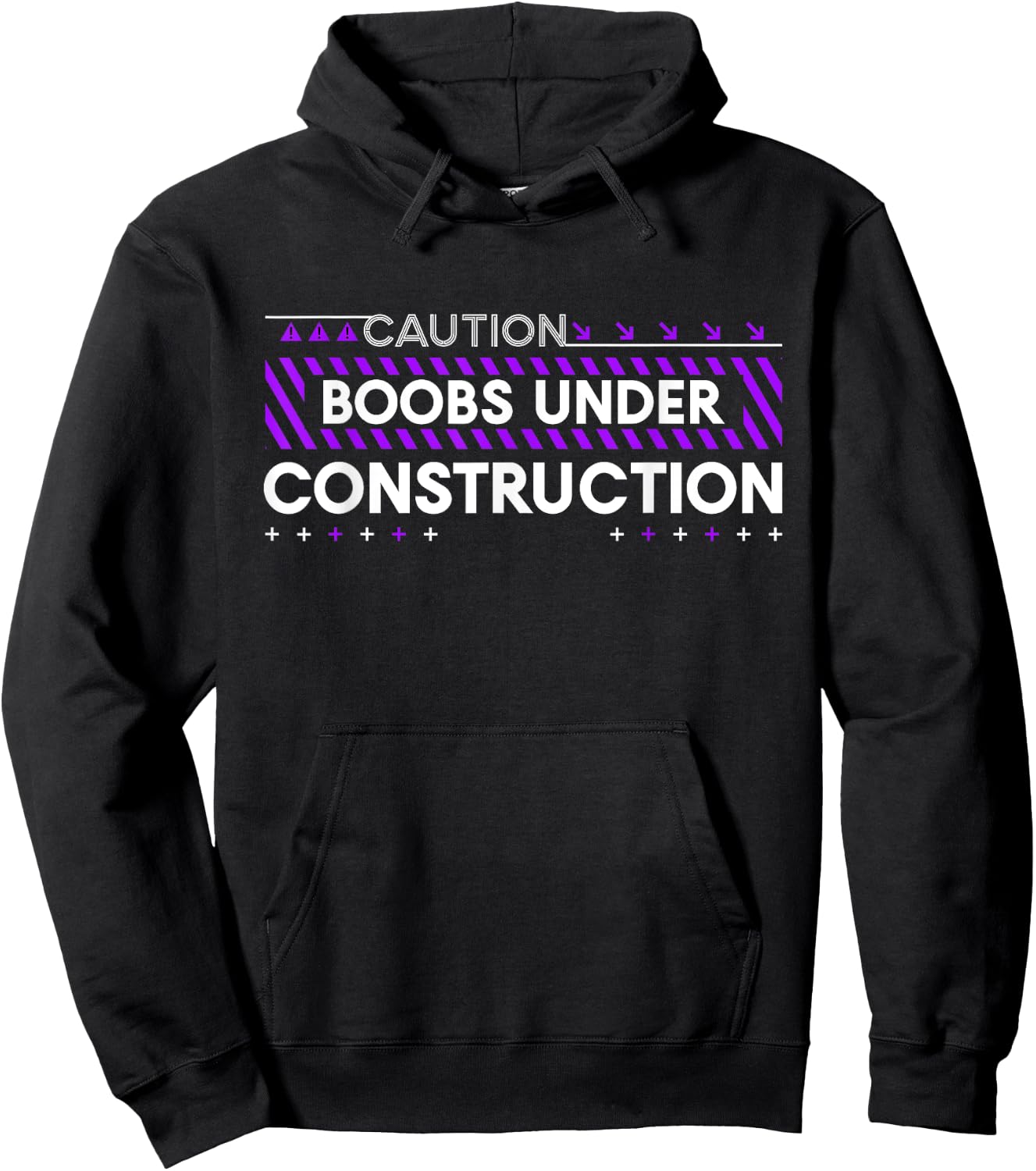 Boobs Under Construction Mastectomy Breast Cancer Awareness Hoodie - Hoodie | Black