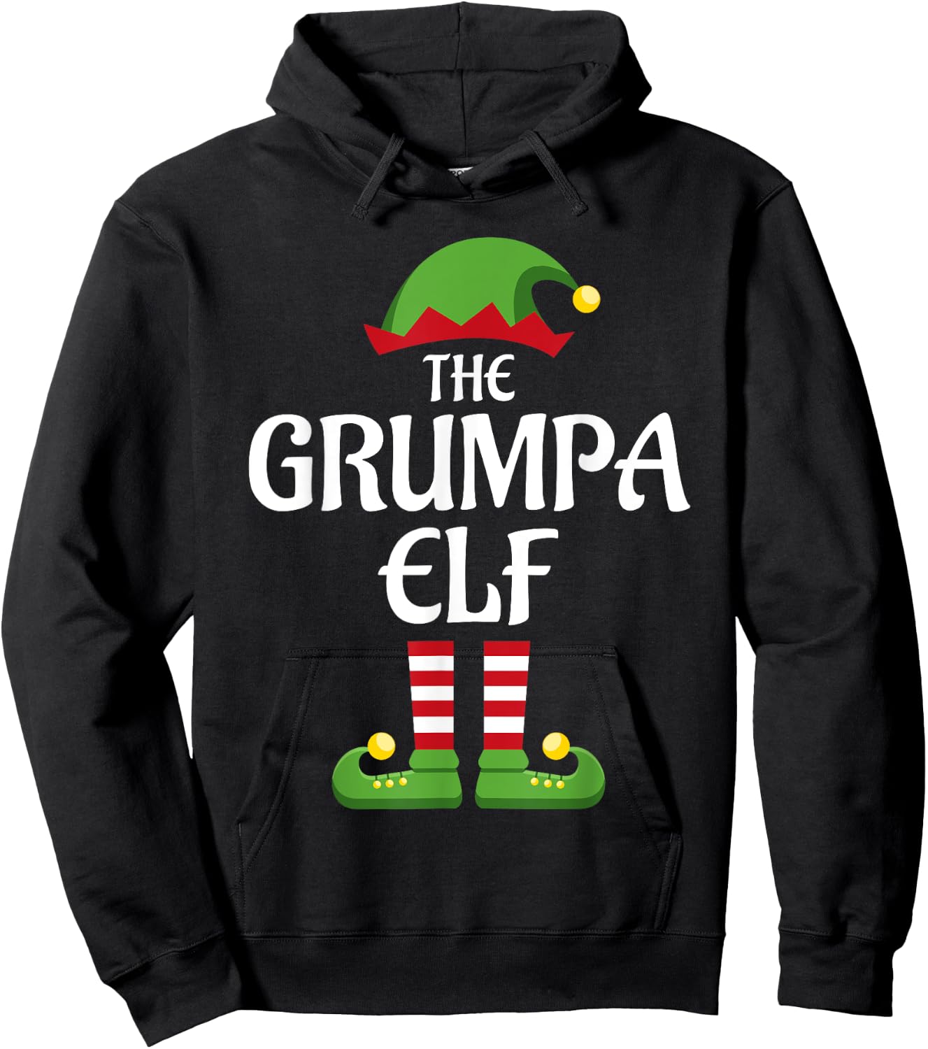 Grumpa Elf Family Matching Group Christmas Grandpa Hoodie - Hoodie | Black