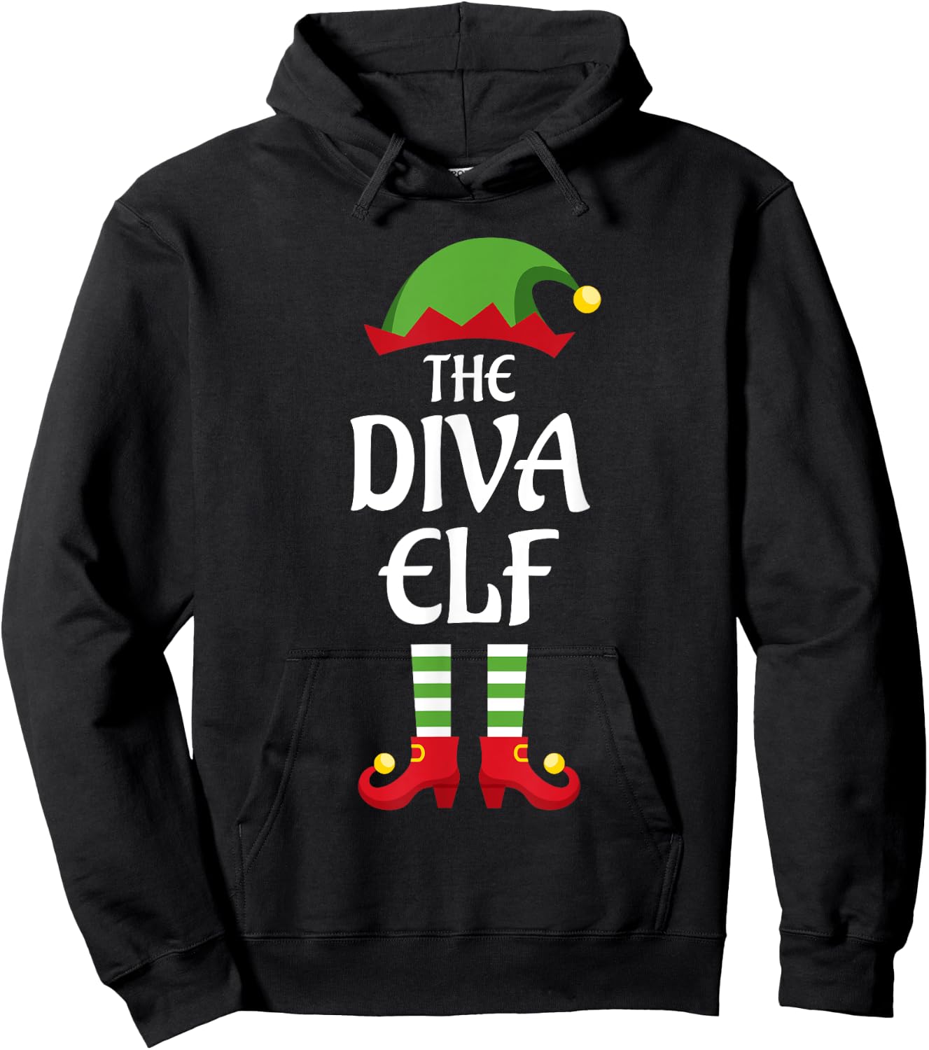 Diva Elf Family Matching Group Christmas Mom Hoodie - Hoodie | Black