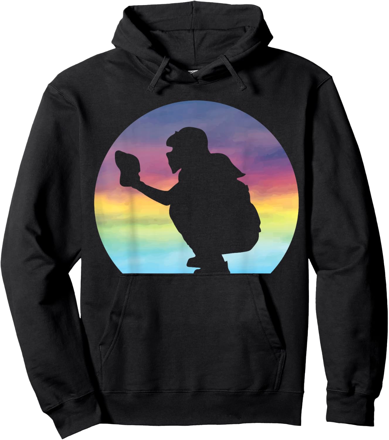 Women's Softball Catcher Silhouette Girls Softball Lover Hoodie - Hoodie | Black