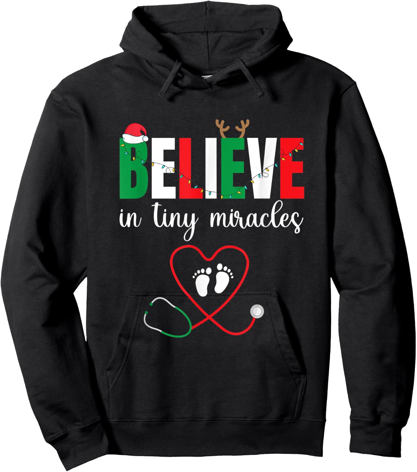 Christmas Baby Delivering - Cute Believe In Tiny Miracles Hoodie - Hoodie | Black