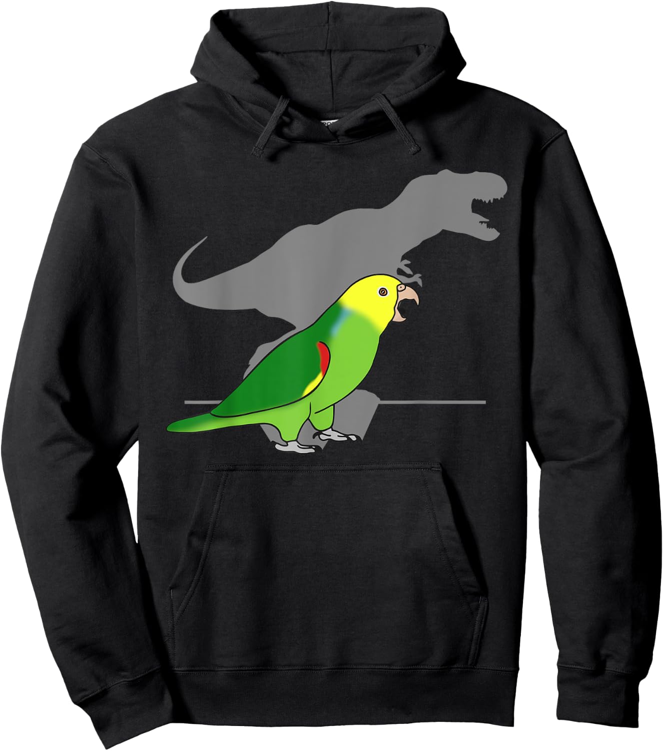 Double Yellow Headed Amazon T-rex Birb Memes Dinosaur Parrot Hoodie - Hoodie | Black