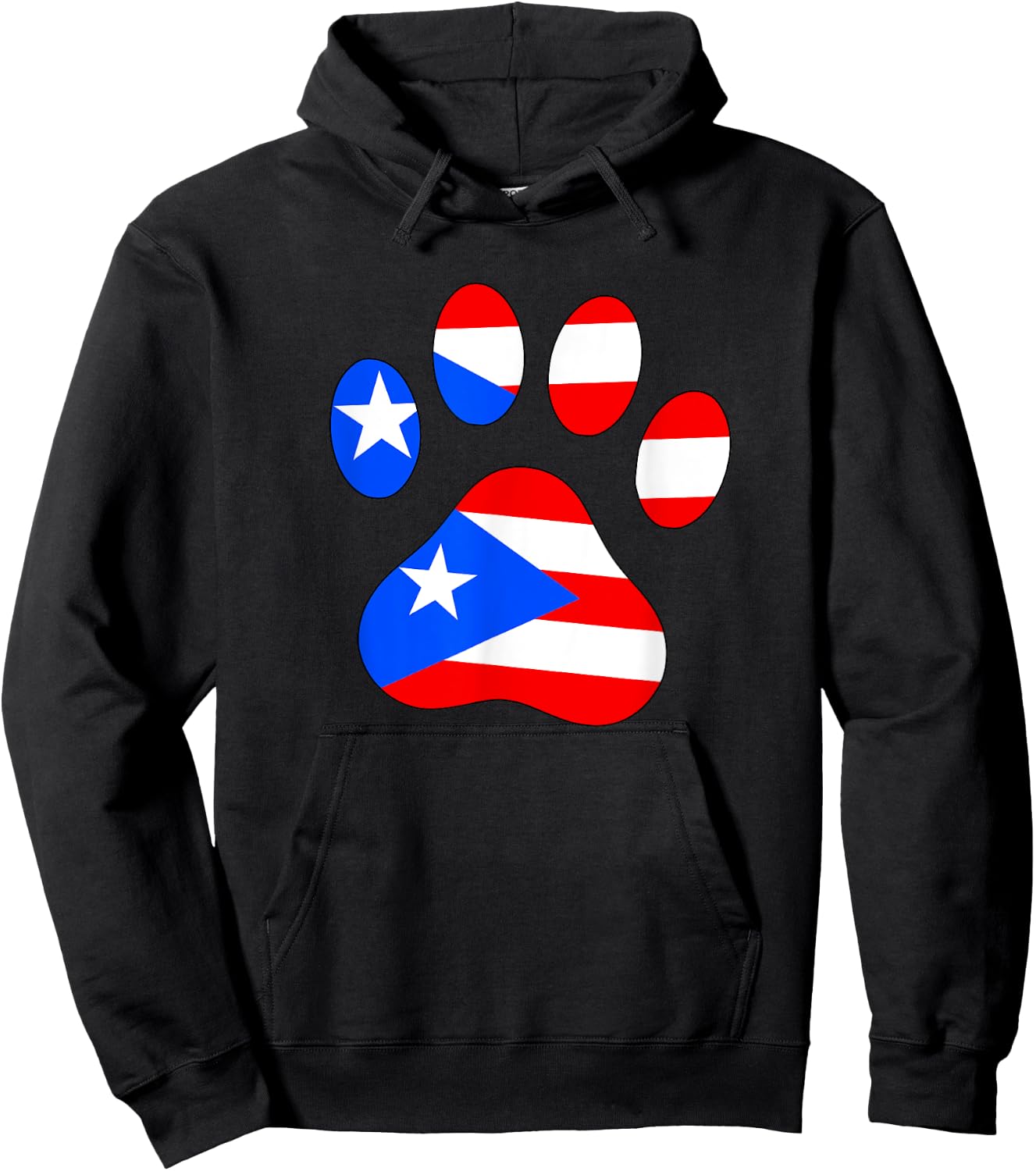 Funny Dog Paw Puerto Rico PR Flag Puerto Rican Boricua Puppy Hoodie - Hoodie | Black