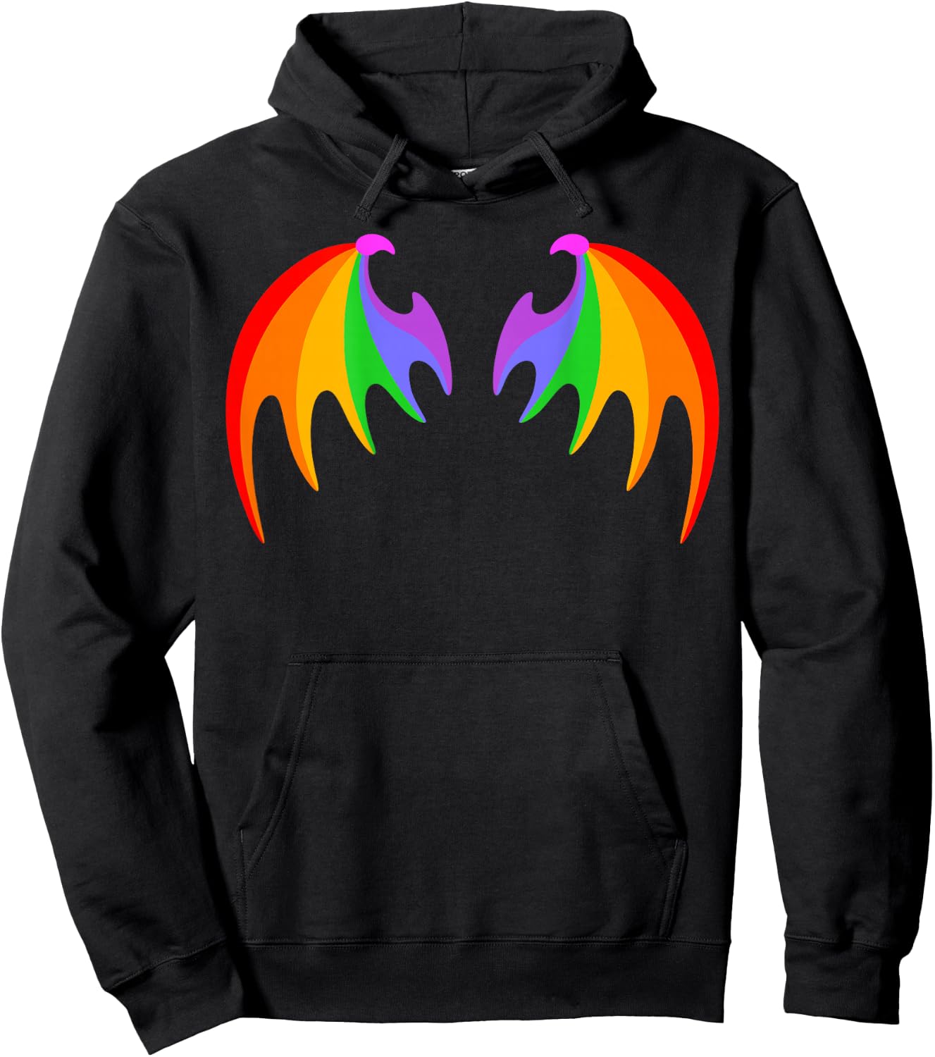 BACK PRINT Rainbow Dragon Bat Wings Cute Pride Party Magic Hoodie - Hoodie | Black