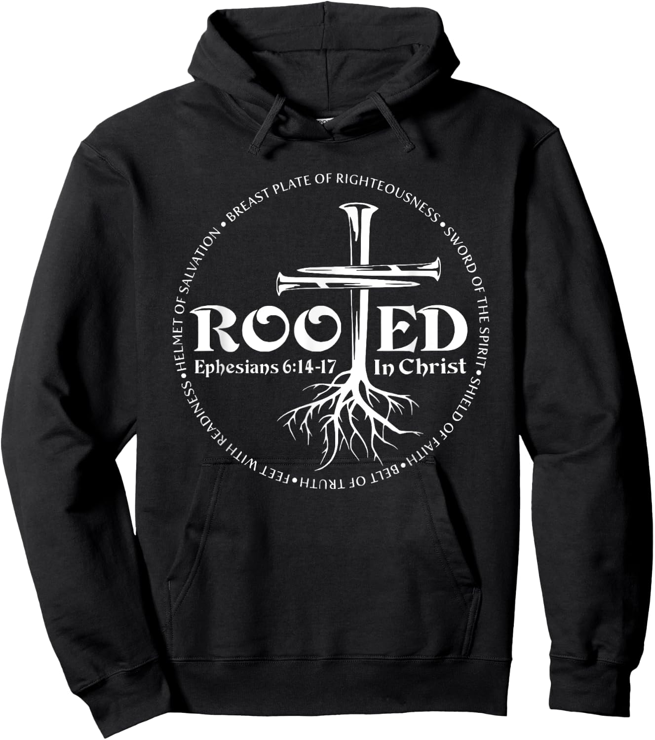Rooted In Christ, Man Of Faith, Cross Nails Hoodie - Hoodie | Black