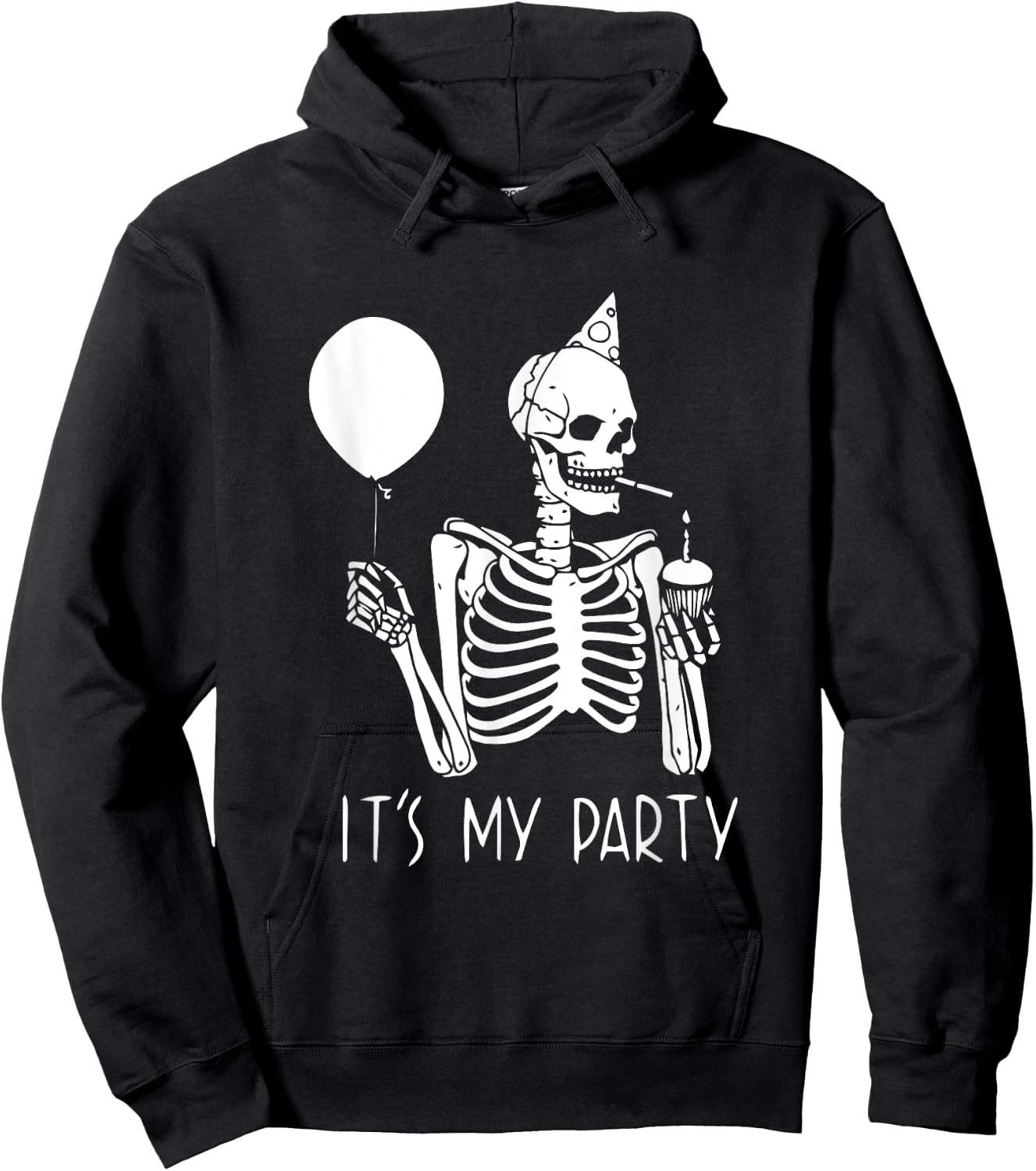 Its My Party Lazy Halloween Costume Skeleton Skull Birthday Hoodie - Hoodie | Black