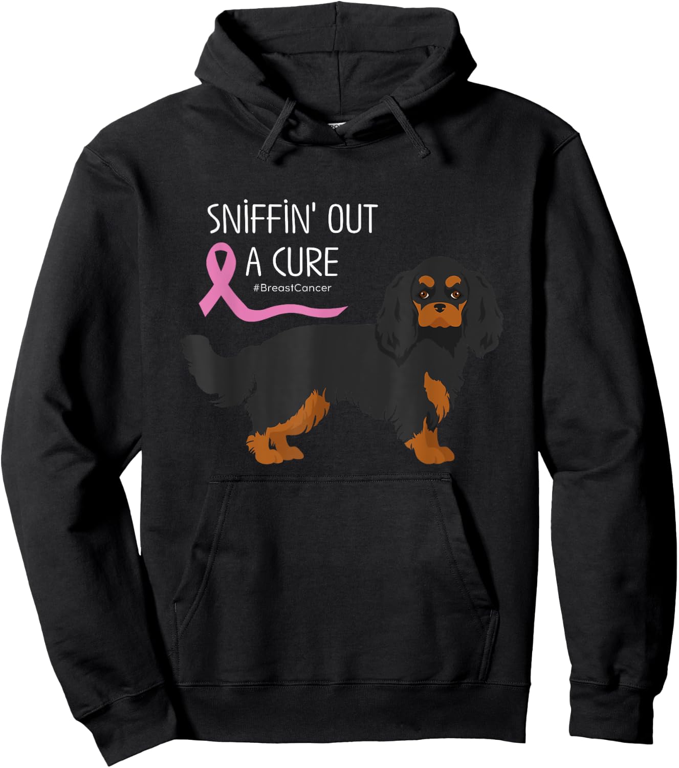 Cavalier King Charles Spaniel Lover Breast Cancer Awareness Hoodie - Hoodie | Black