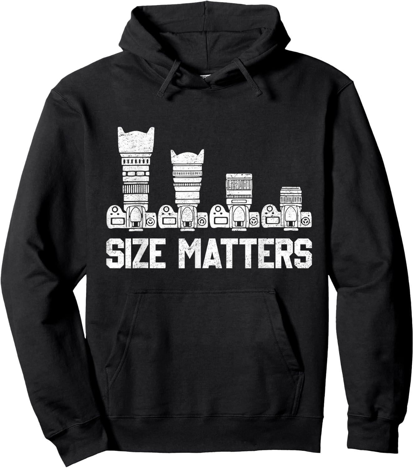Retro Photography Camera Lens Size Matters Photographer Hoodie - Hoodie | Black