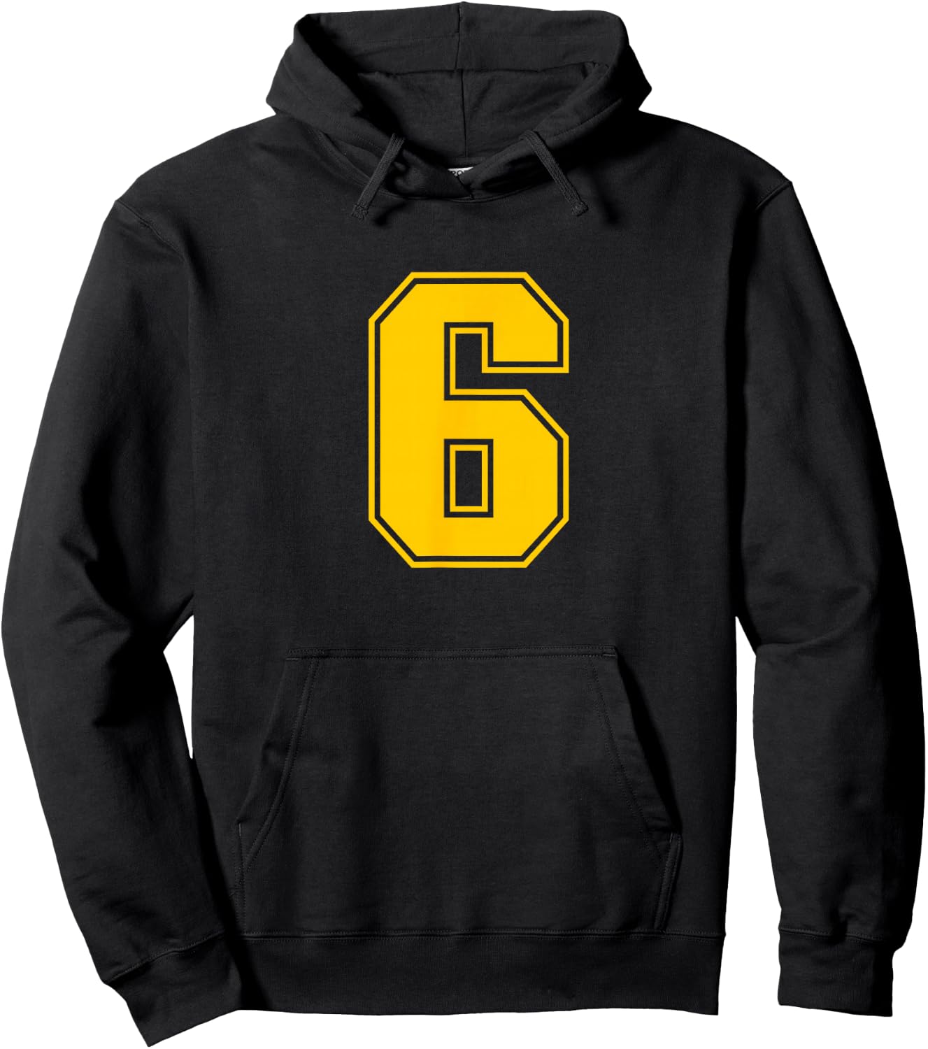 Yellow Sports Team Number #6 Hoodie - Hoodie | Black