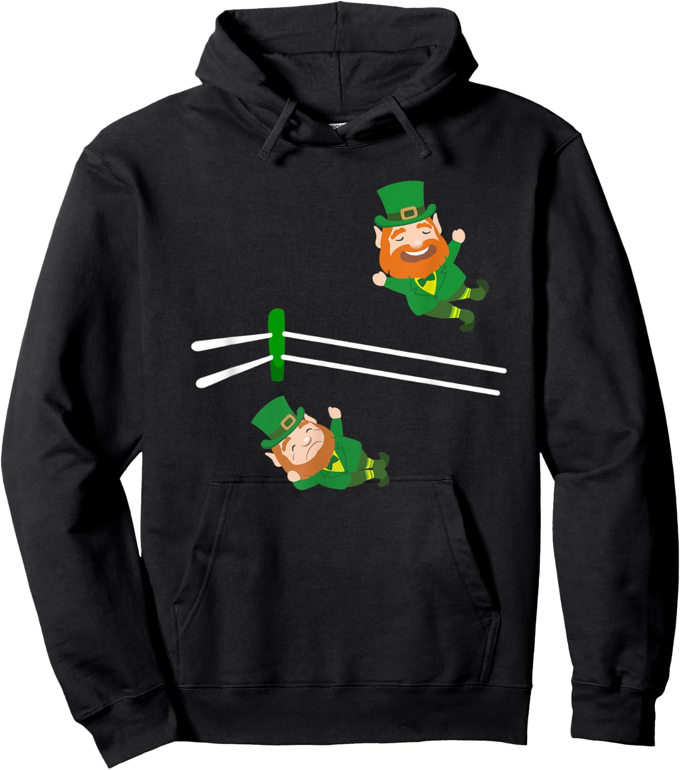 Funny Leprechaun Wrestling St Patricks Day Hoodie - Hoodie | Black