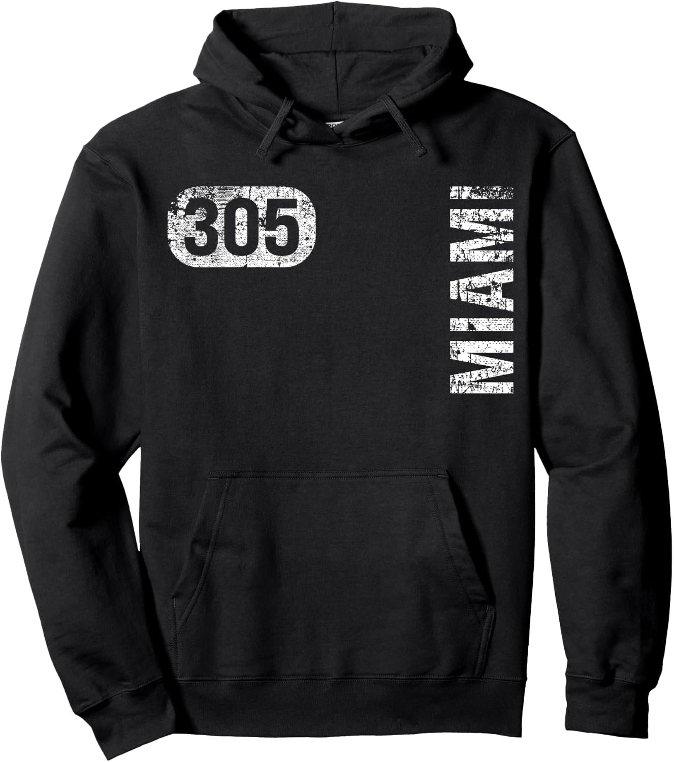 Miami Florida 305 Area Code Vintage Retro Hoodie - Hoodie | Black