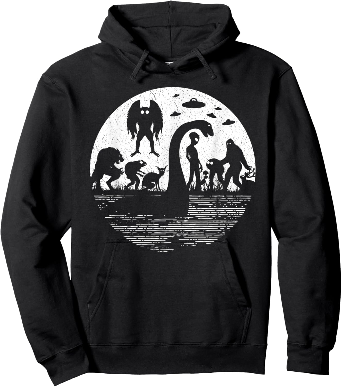 Bigfoot Loch Ness Monster Mothman And Aliens! Funny Cryptid Hoodie - Hoodie | Black