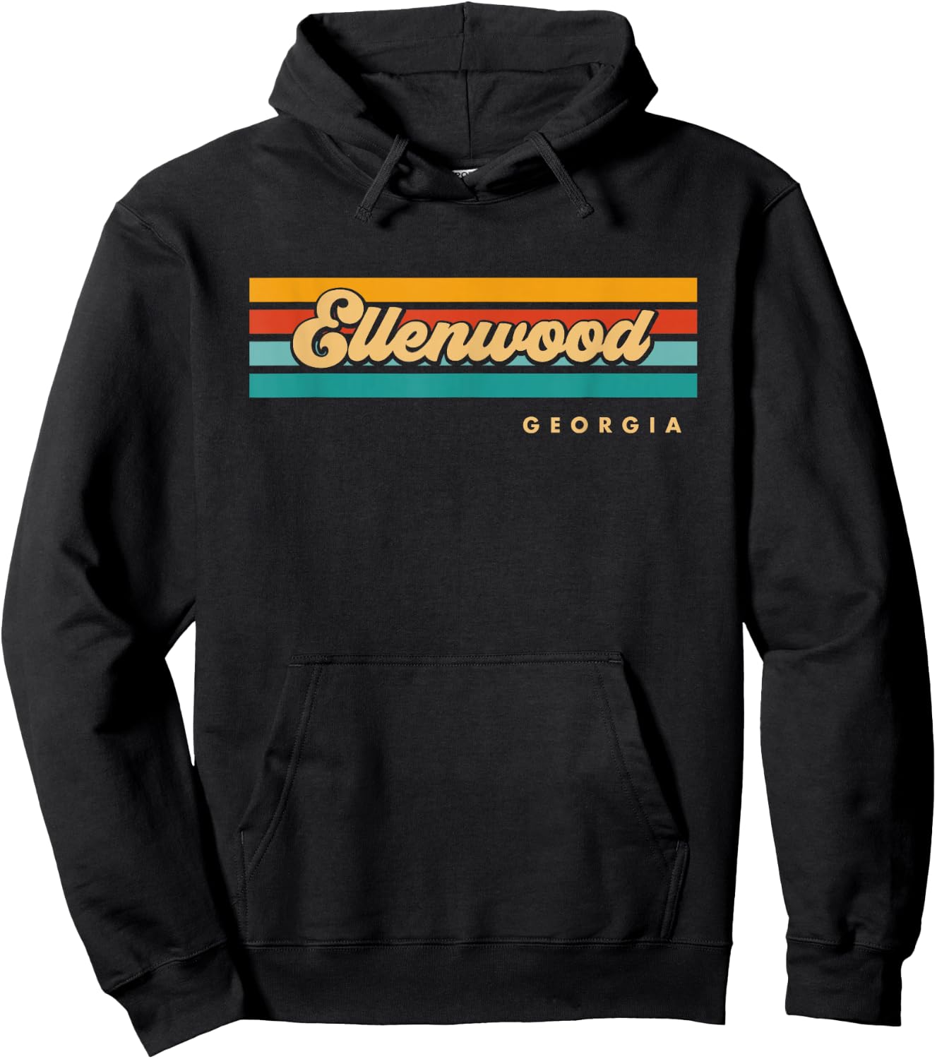 Vintage Sunset Stripes Ellenwood, Georgia Hoodie - Hoodie | Black