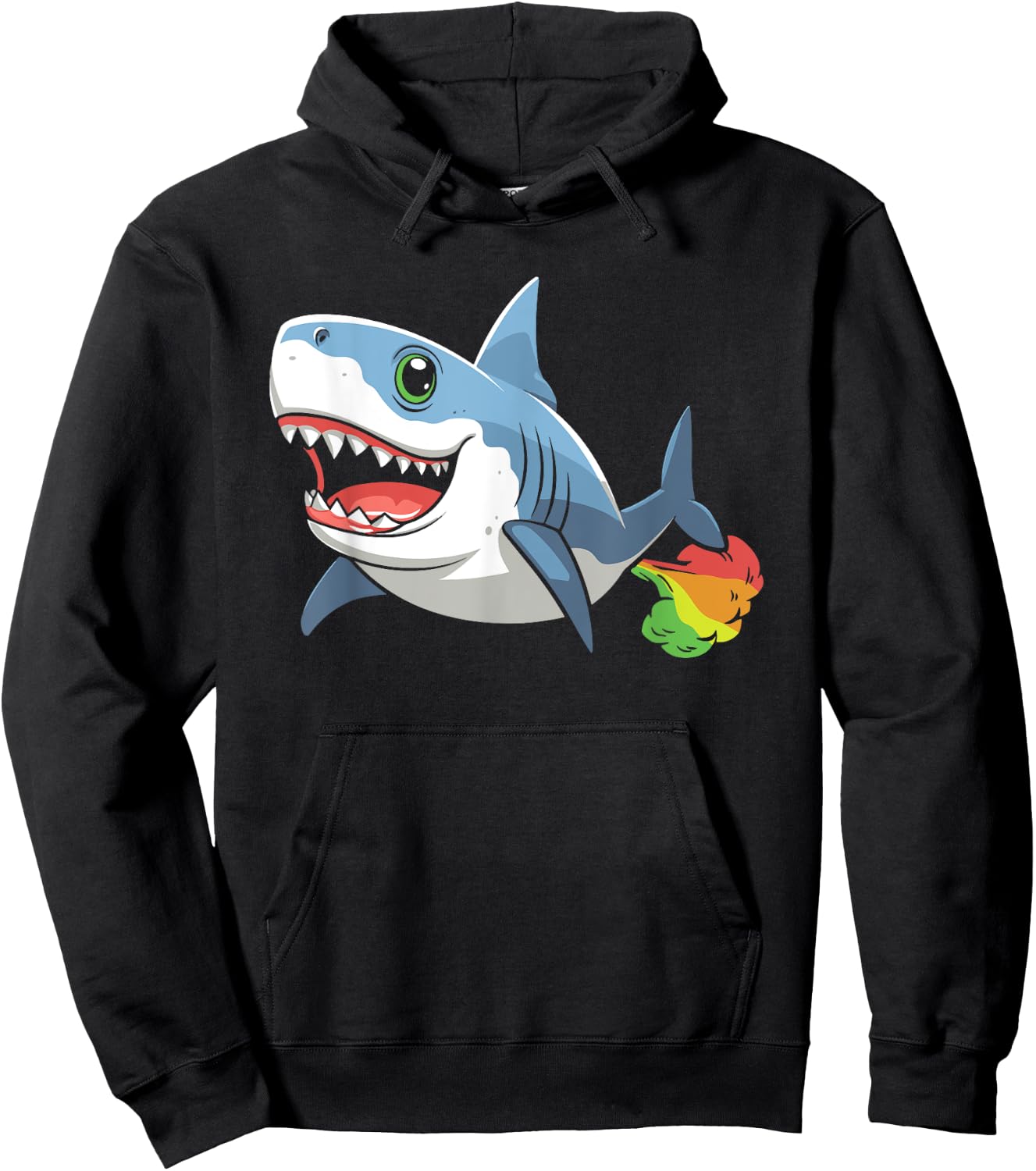 Funny Shark Sea Animal - Ocean Rainbow Fart Hoodie - Hoodie | Black