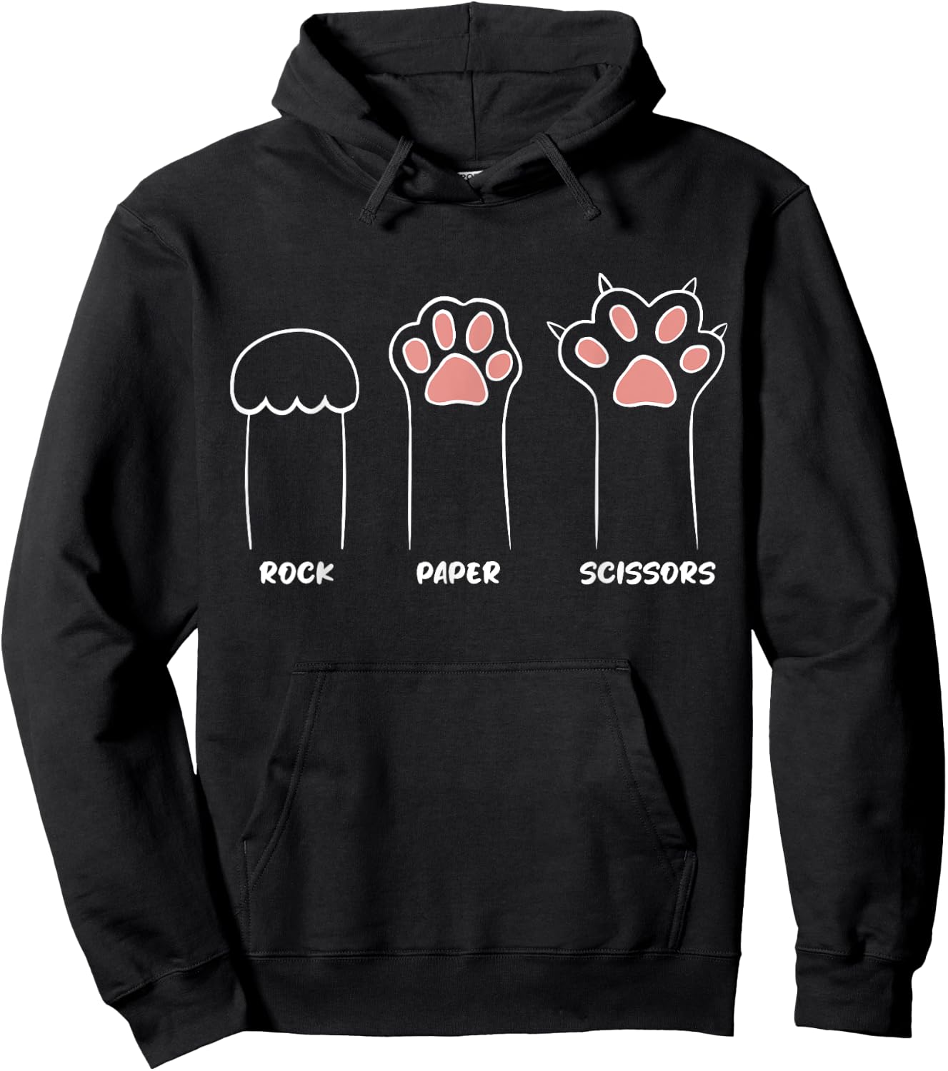 Rock Paper Scissors Cat Paws Cat Lover Funny Cat Hoodie - Hoodie | Black