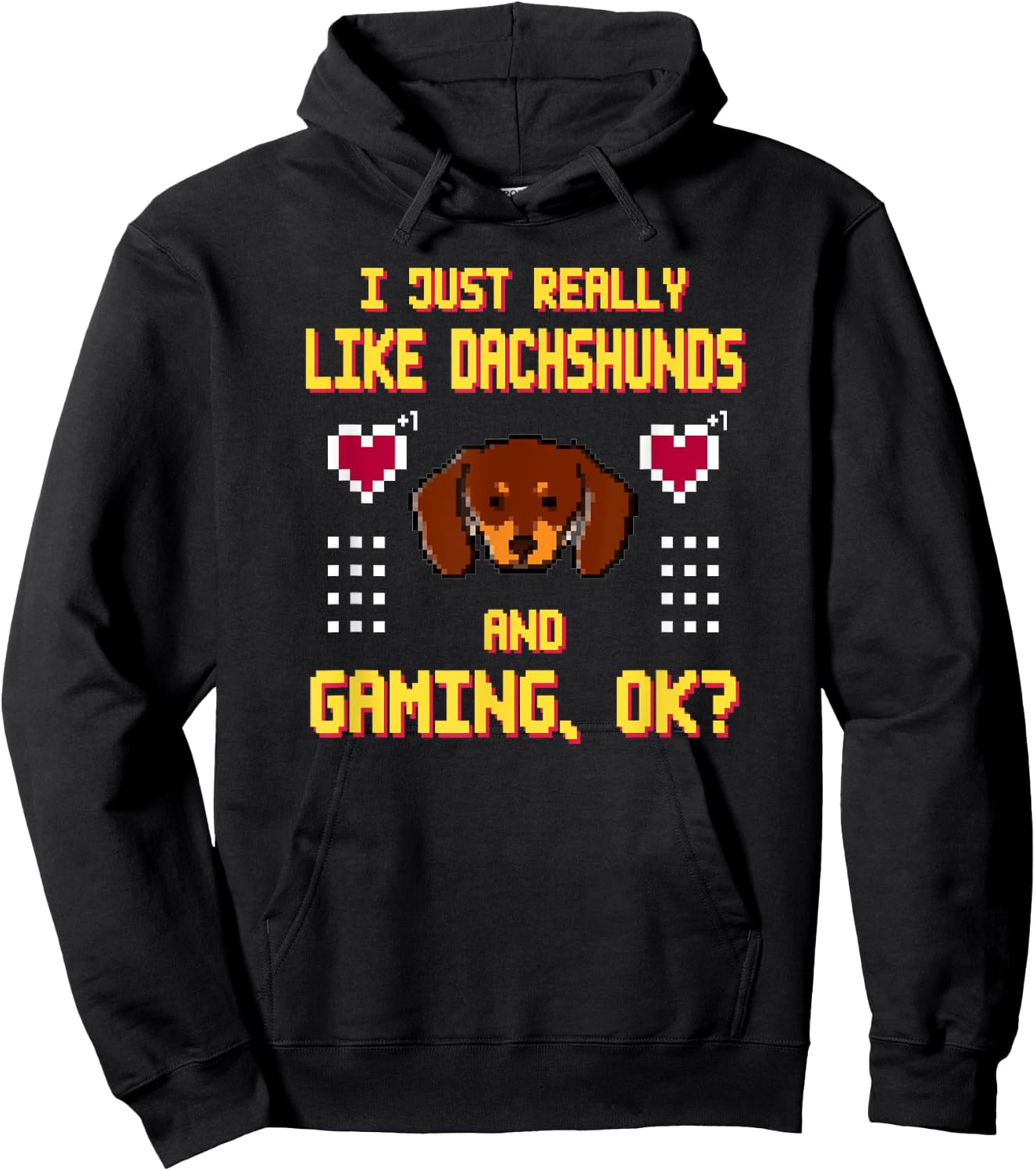 Gamer Dachshund Funny Dog Video Games Funny Gaming Men Women Hoodie - Hoodie | Black