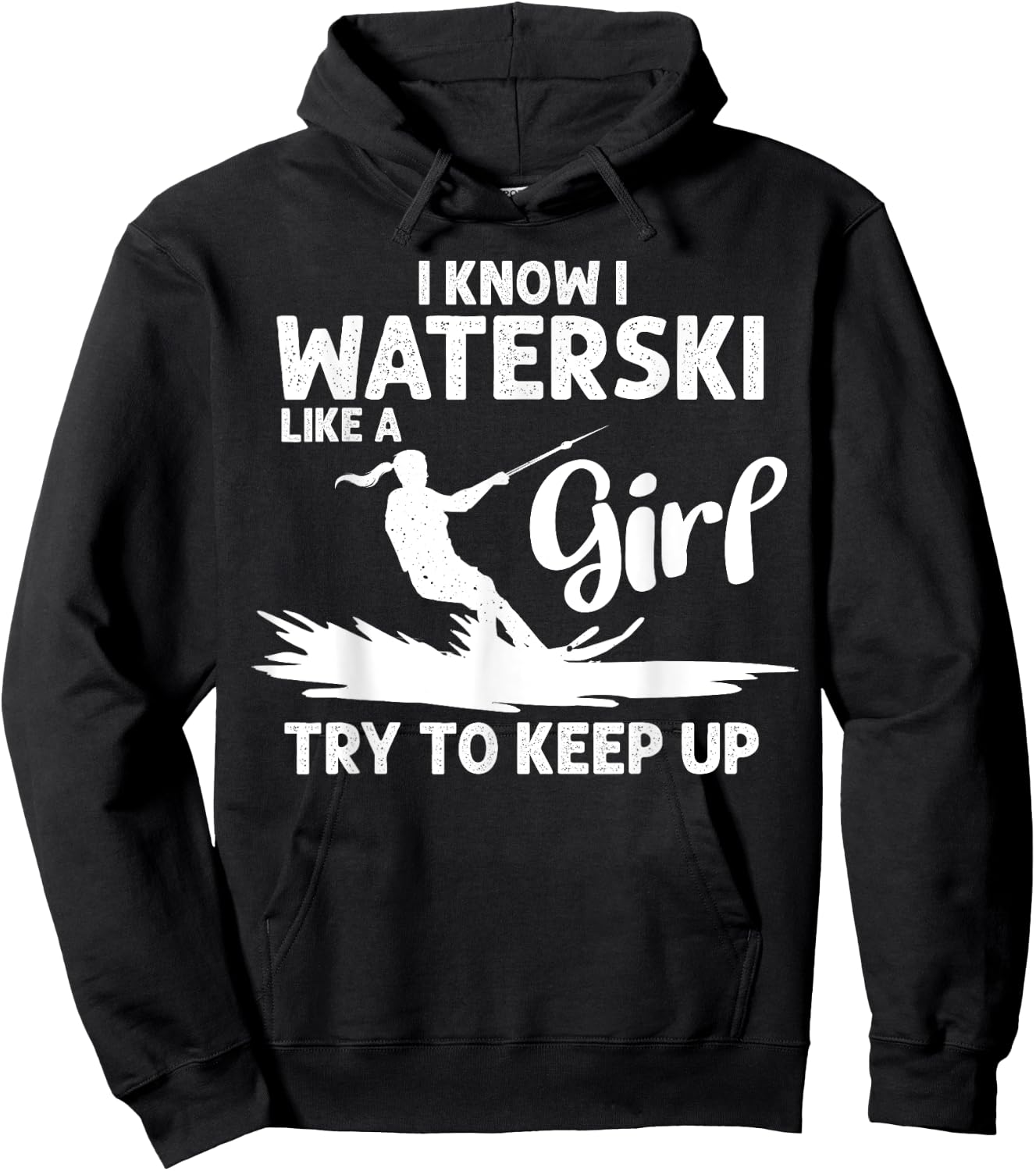 Funny Water Ski Designs Girls Water Skier Athletes Hoodie - Hoodie | Black