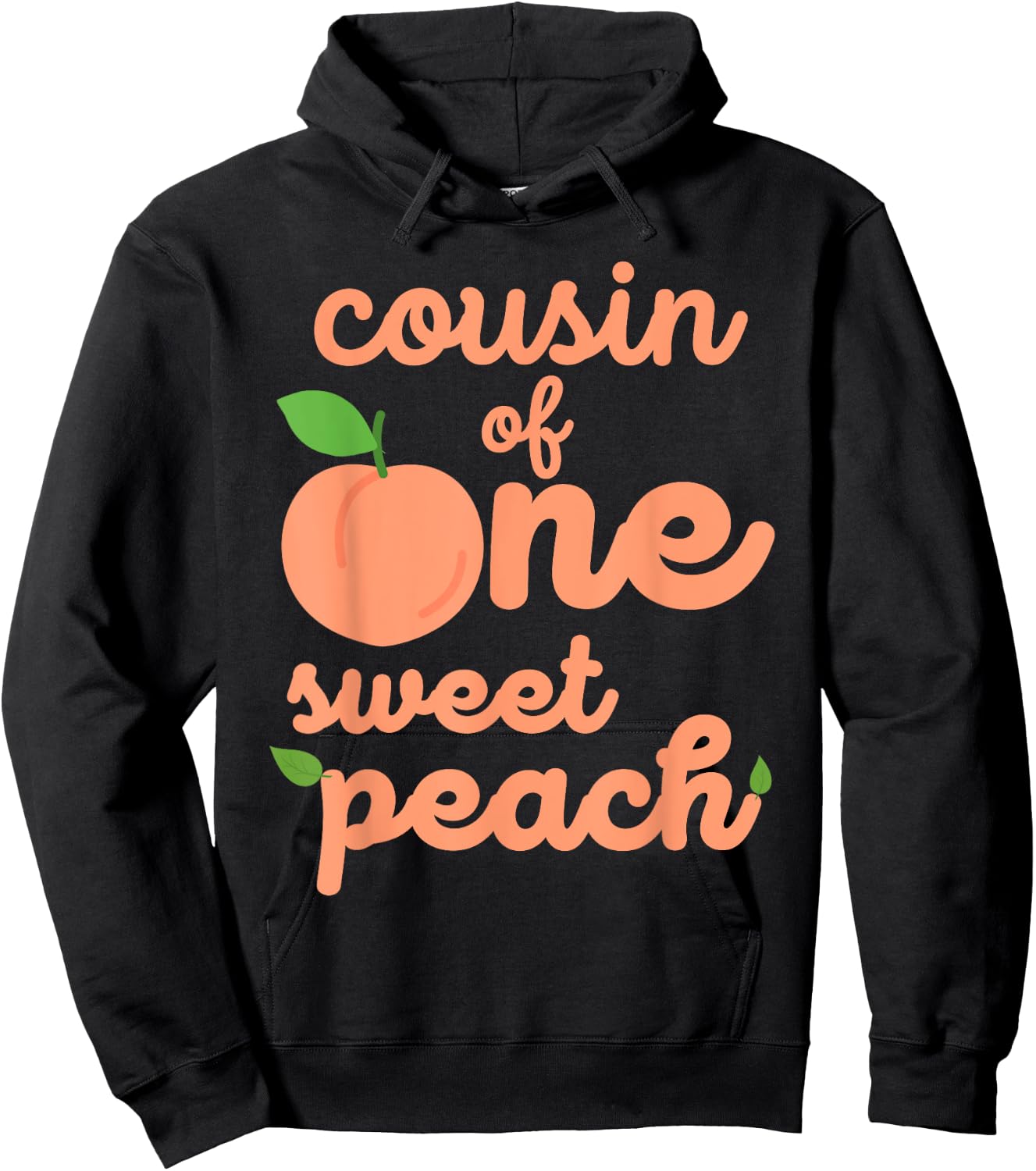 Cousin First Birthday One Sweet Peach Bday Family Matching Hoodie - Hoodie | Black