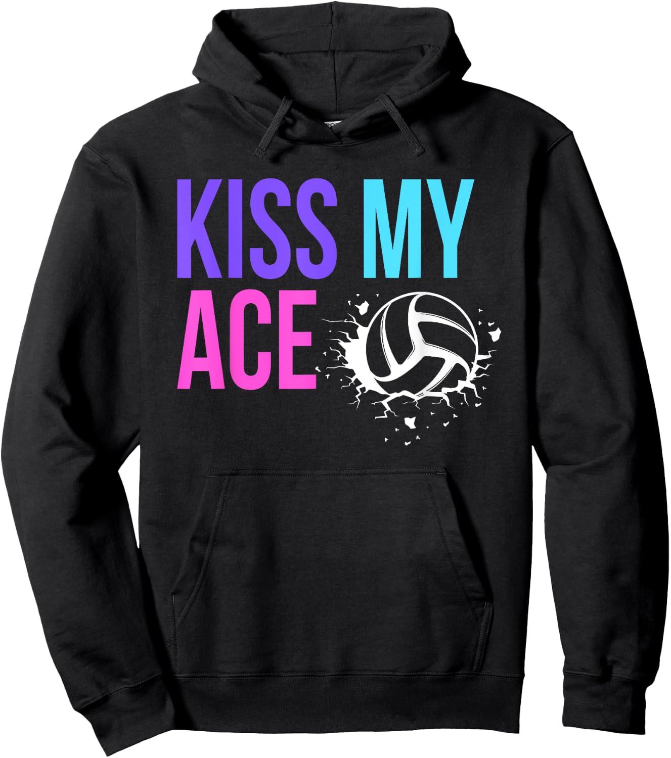 Funny Kiss My Ace Volleyball Pun for Players on Gameday Hoodie - Hoodie | Black