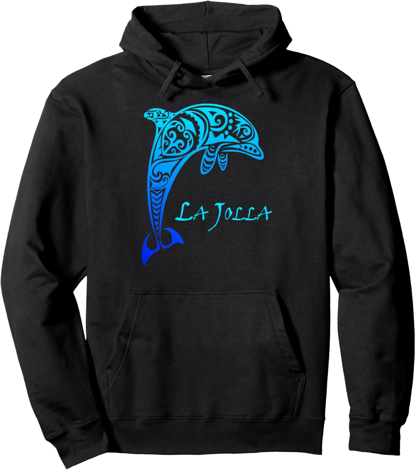 La Jolla, California Vintage Vacation Retro Tribal Dolphin Hoodie - Hoodie | Black