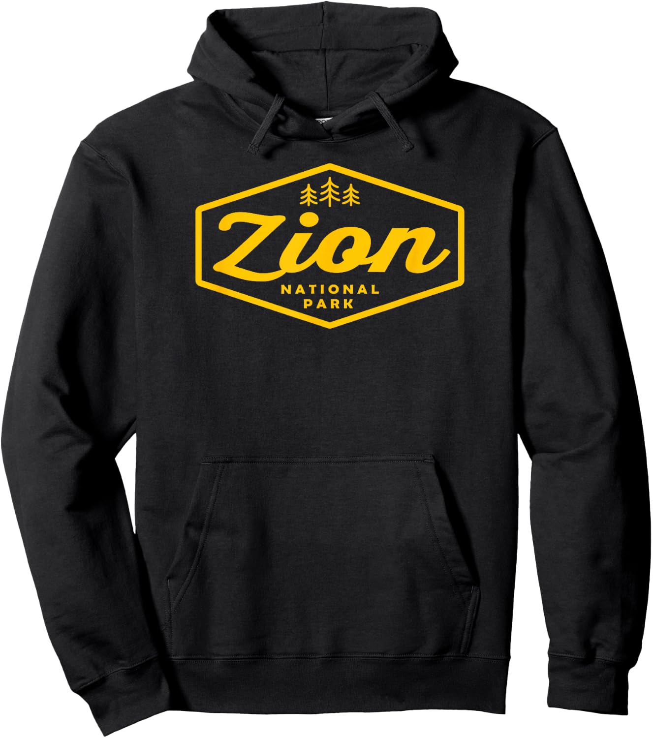 Zion National Park Retro Tree Hexagon Badge Camping Hiking Hoodie - Hoodie | Black