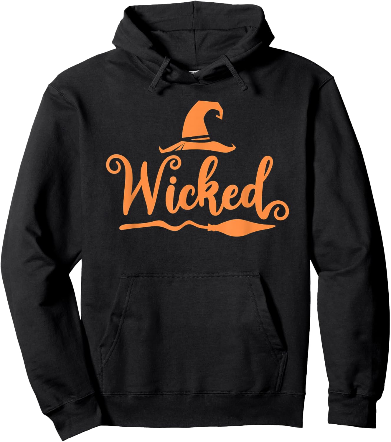 Wicked with Witch Hat in orange Halloween Hoodie - Hoodie | Black