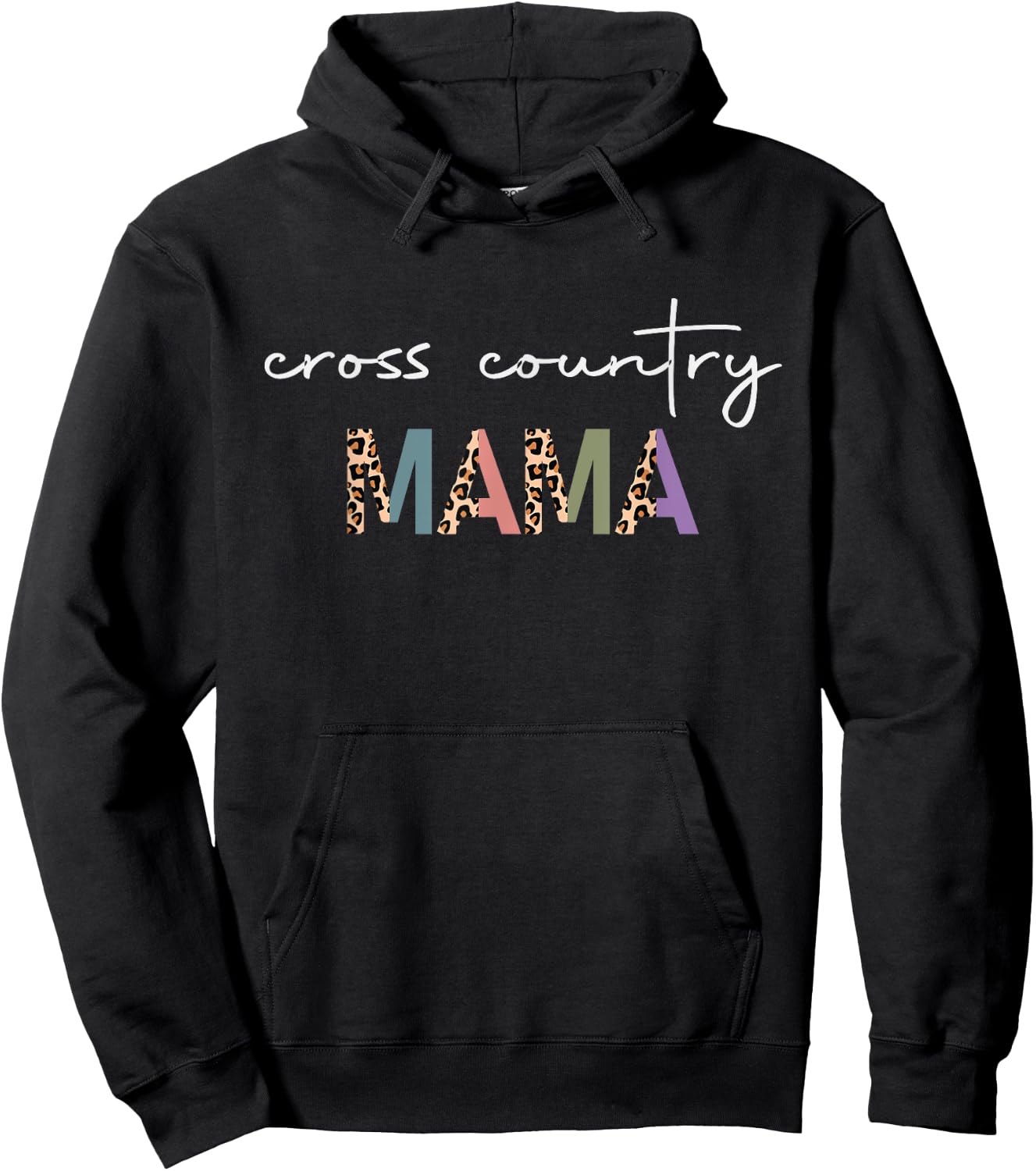 Cross Country Mama Women Gift - Funny Runner Mom Leopard Hoodie - Hoodie | Black