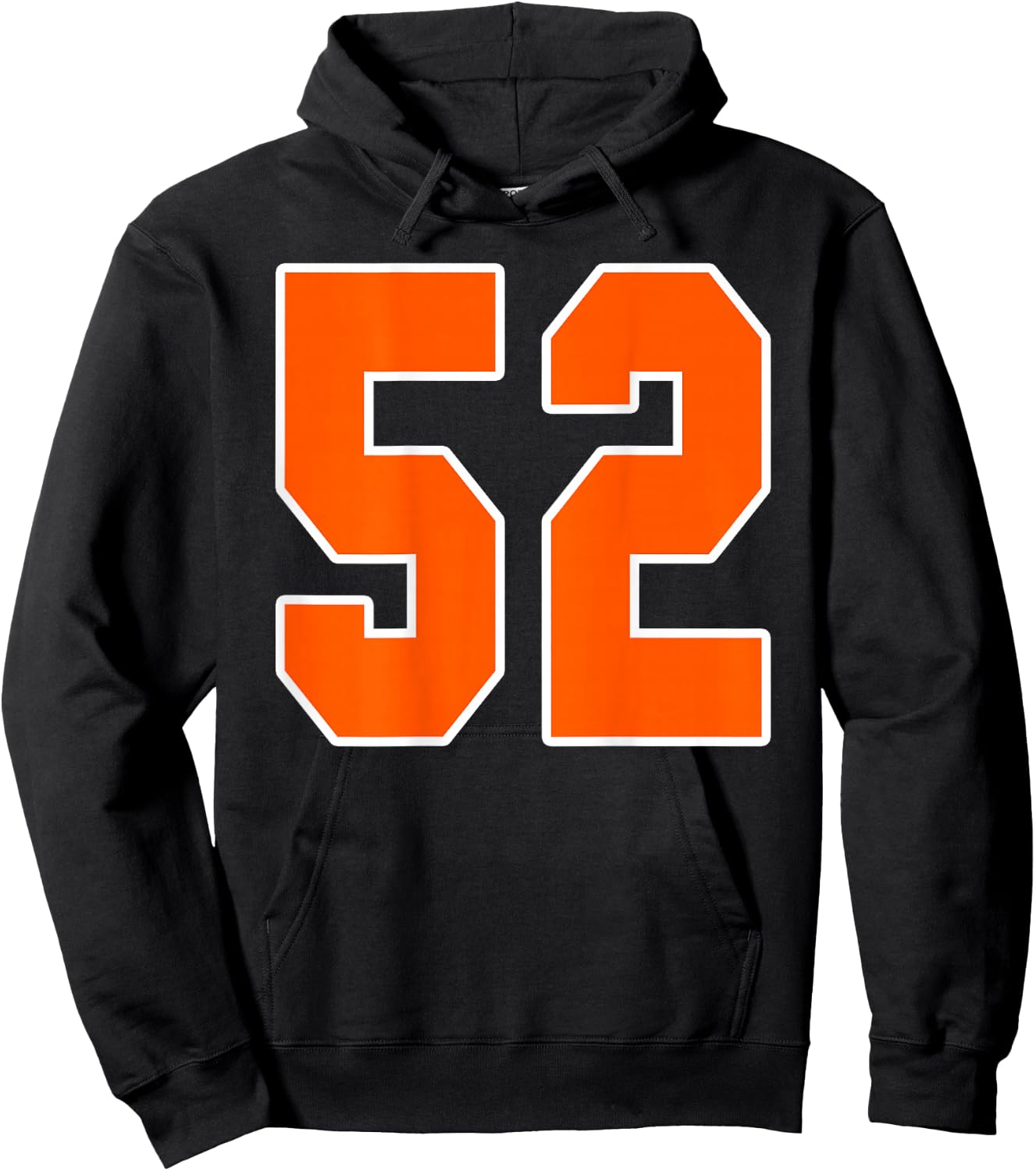 Back Print Orange Sports Block Number 52 For Sports Team Hoodie - Hoodie | Black