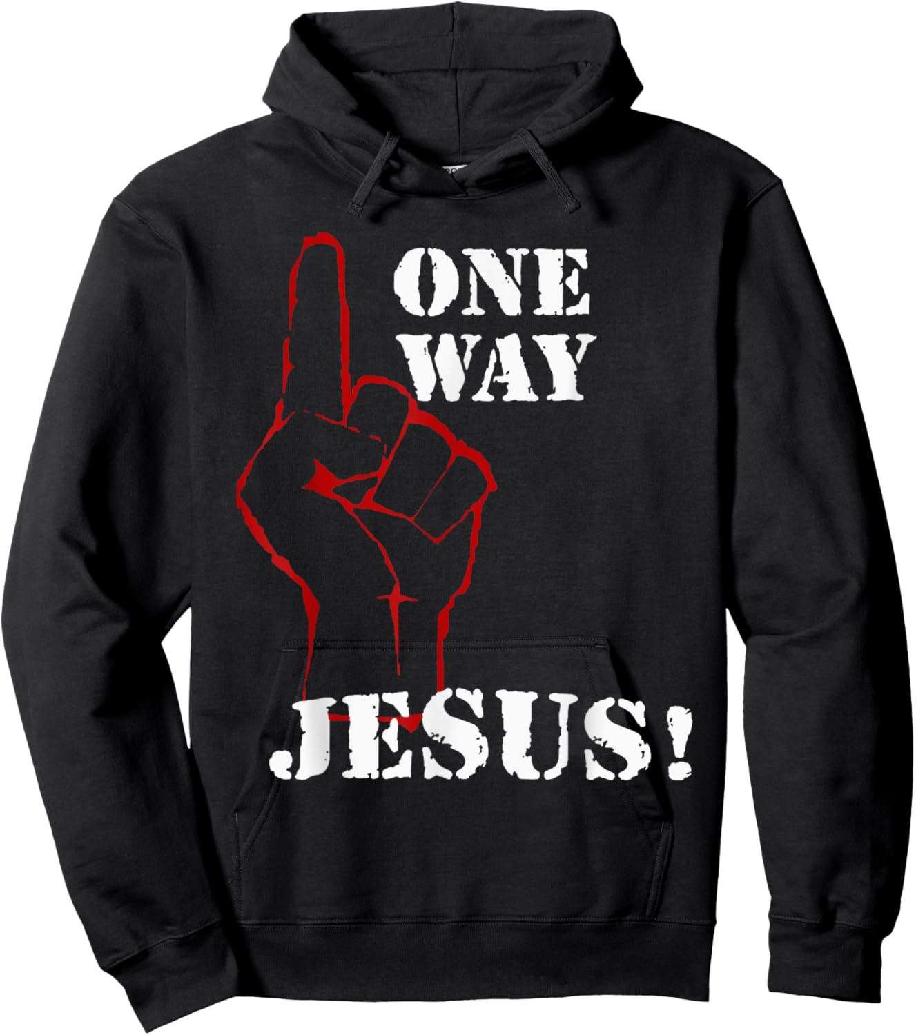 One Way Jesus People Christian Revolution Finger Up Retro Hoodie - Hoodie | Black
