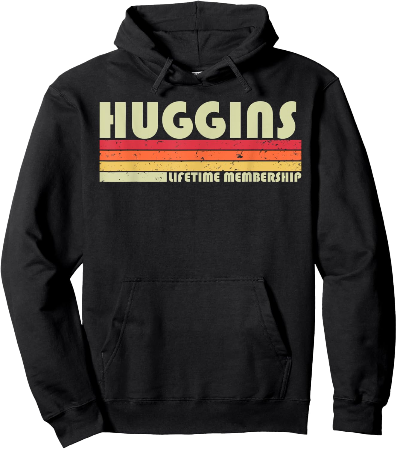 HUGGINS Surname Funny Retro Vintage 80s 90s Birthday Reunion Hoodie - Hoodie | Black