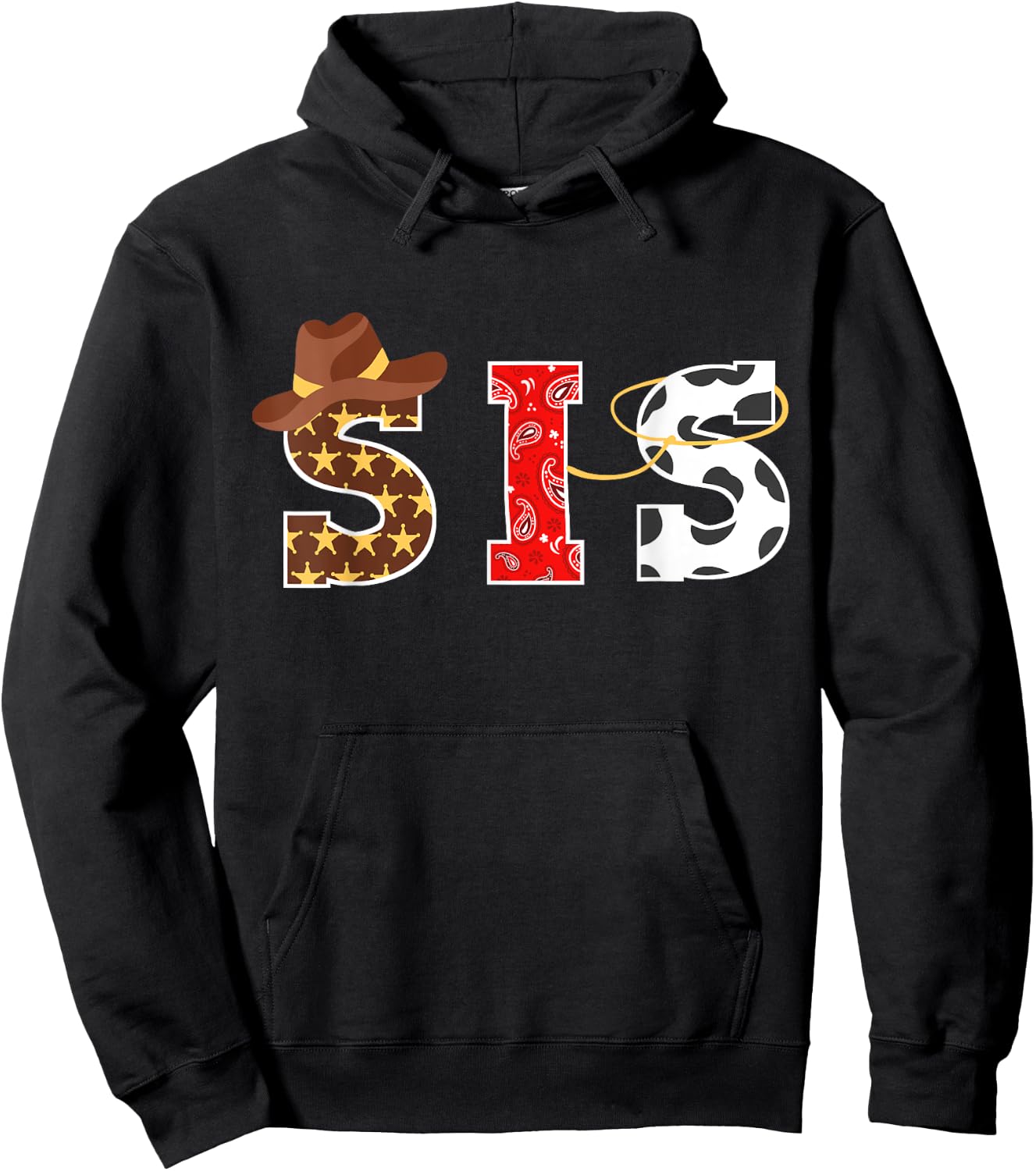 Cowboy Sis Western Rodeo Theme Kids Birthday Matching Family Hoodie - Hoodie | Black