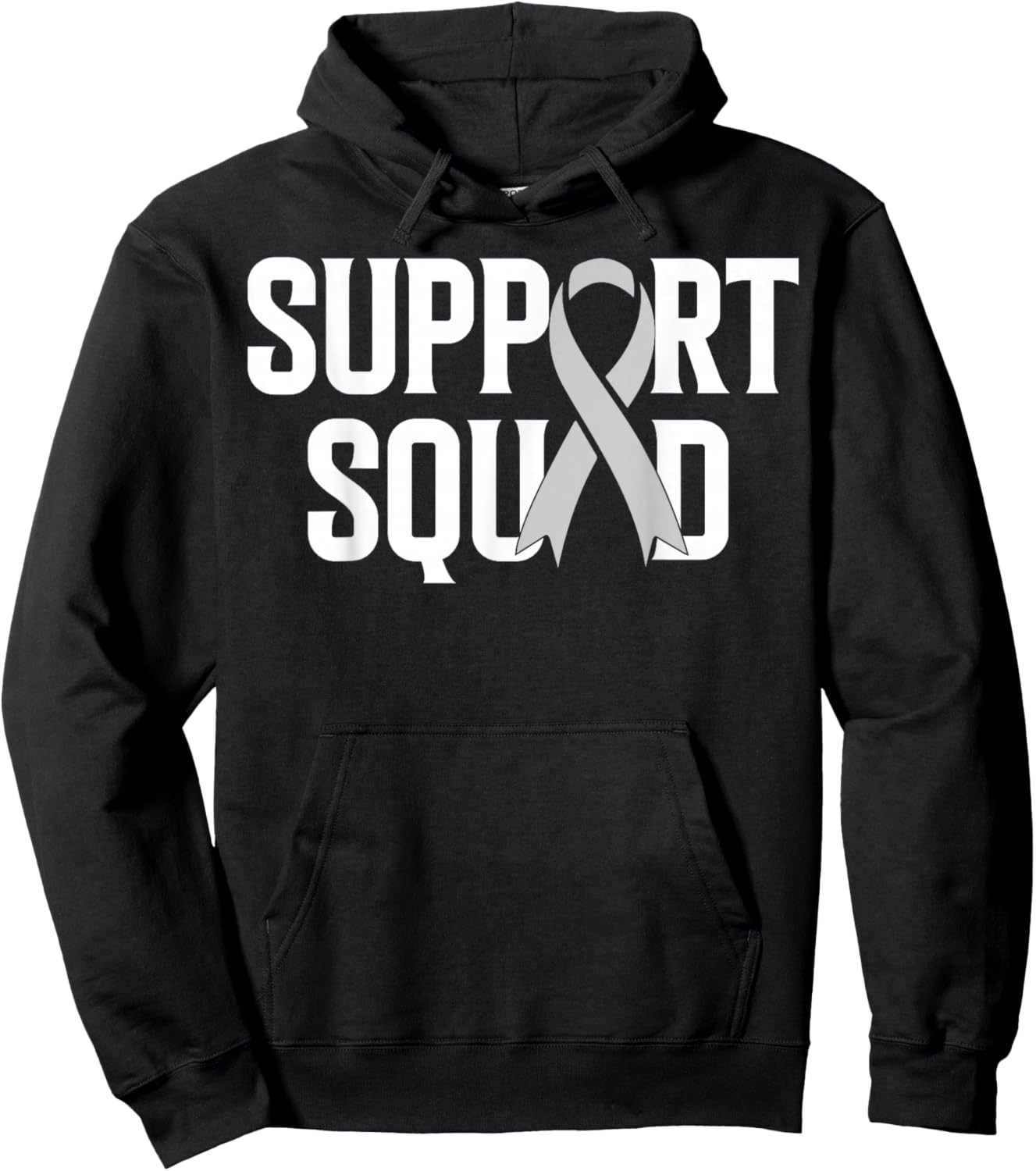 Support Squad - White Ribbon Lung Cancer Awareness Hoodie - Hoodie | Black