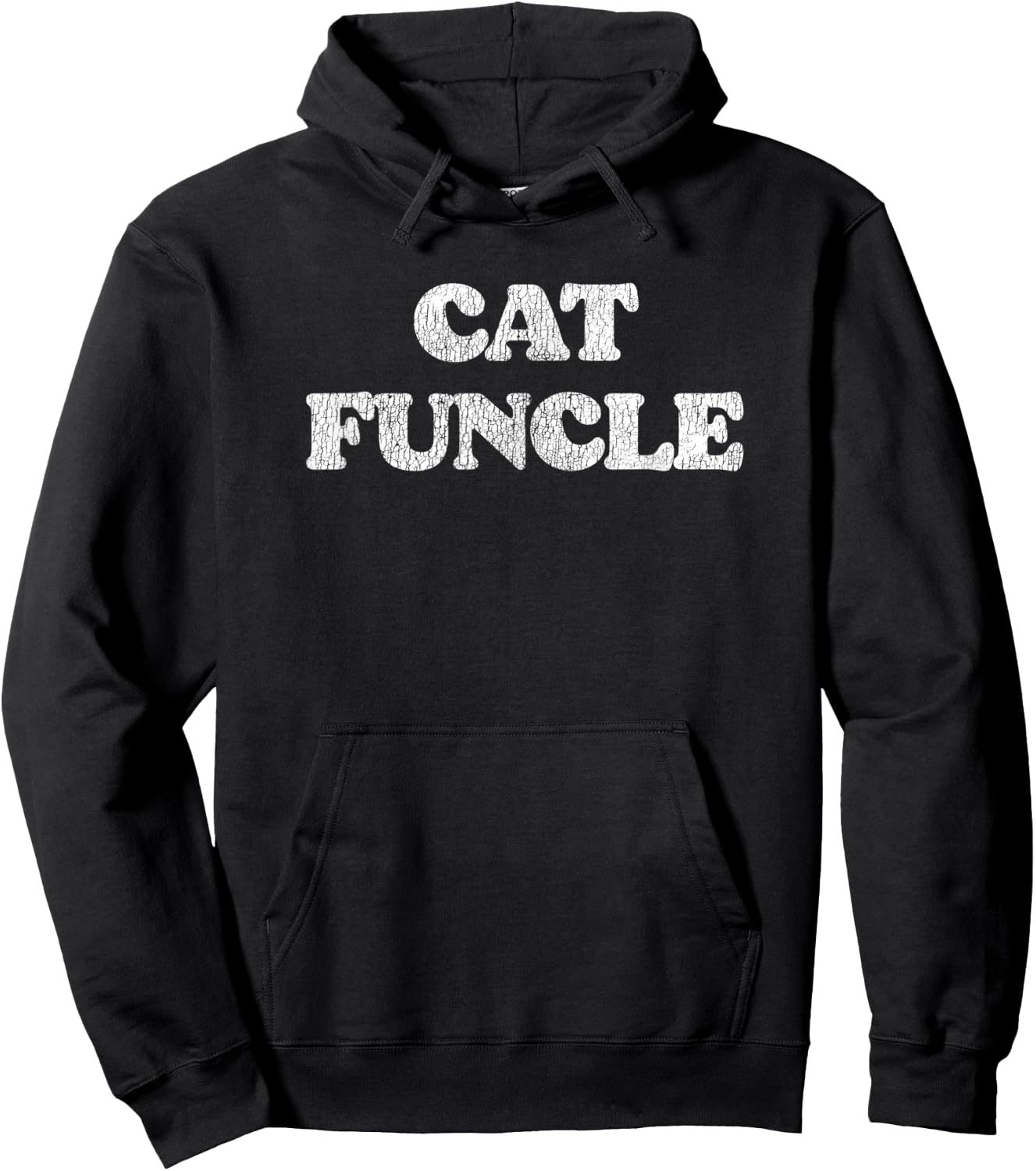Cat Funcle Funny Distressed Vintage Style 80s Hoodie - Hoodie | Black