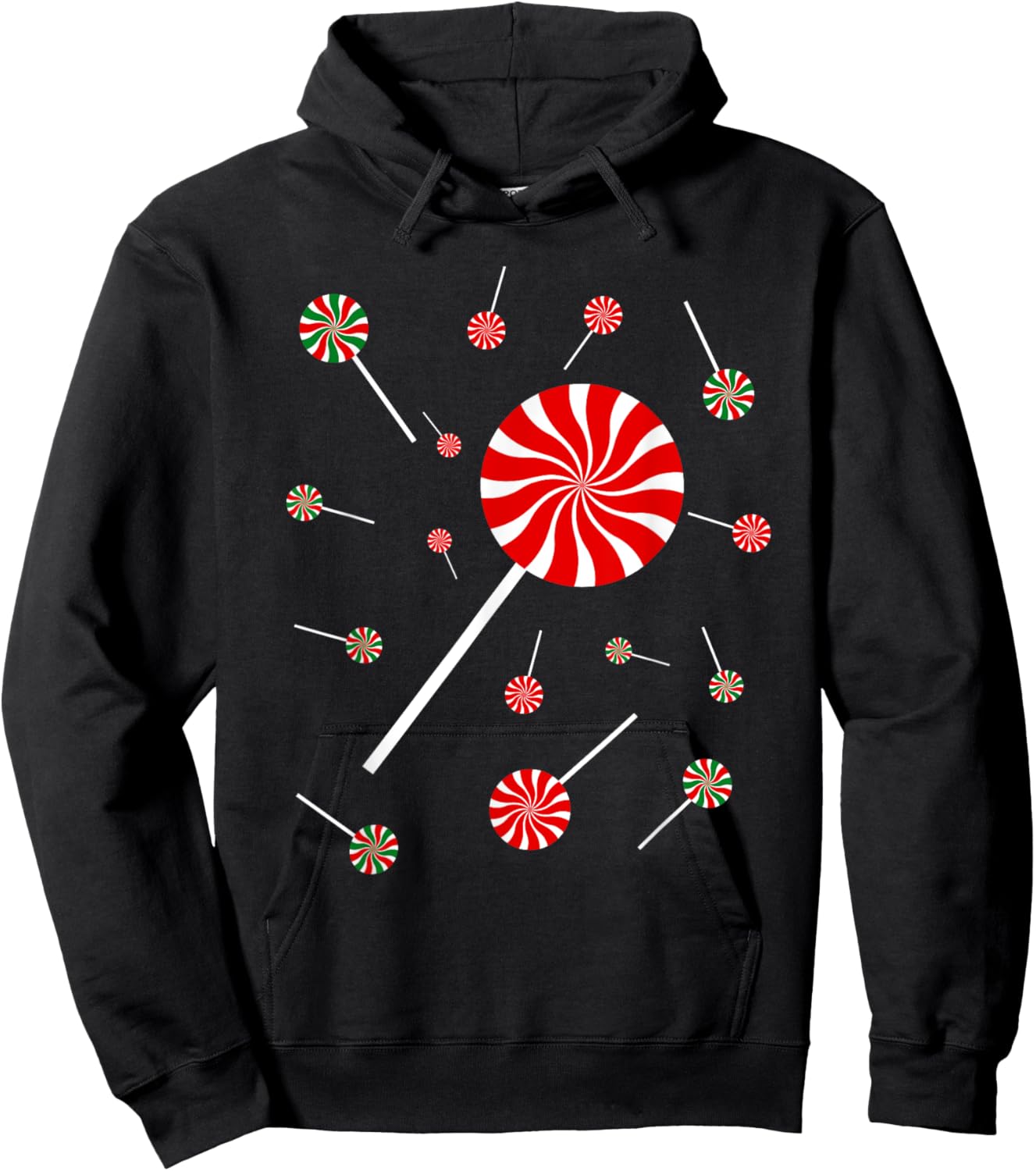 Christmas Peppermint Christmas Candy Hoodie - Hoodie | Black